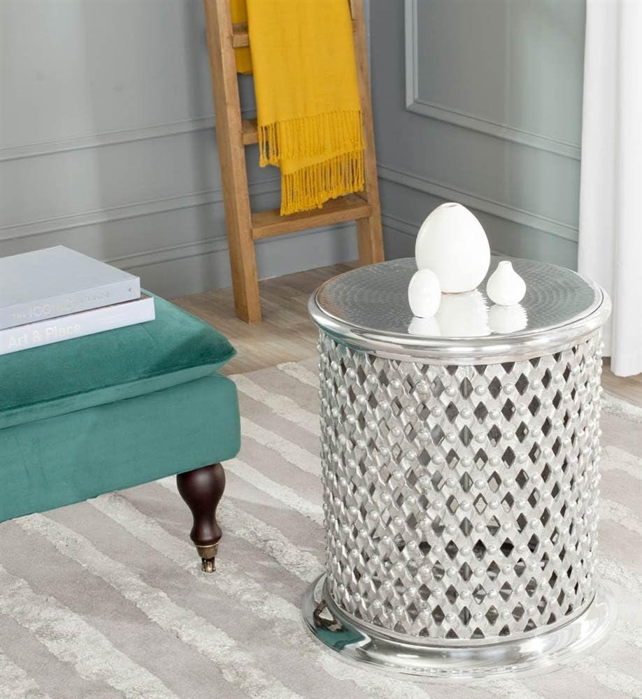 Metal Lace Table Stool Accent Table - Silver - Safavieh.