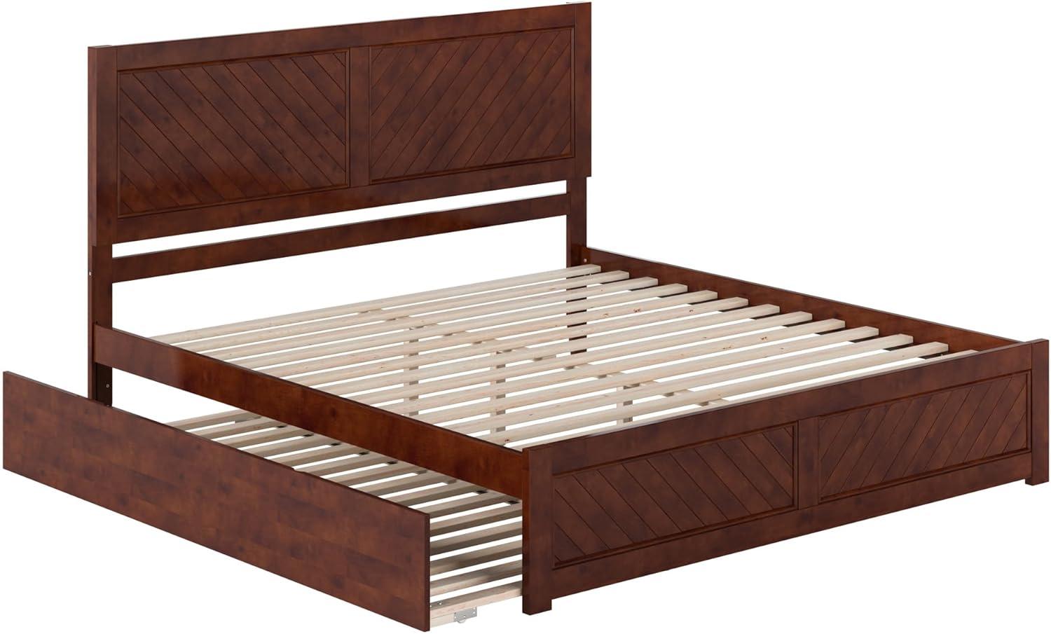 AFI Canyon Walnut Solid Wood Platform Bed with Matching Footboard & Twin-XL Trundle, King