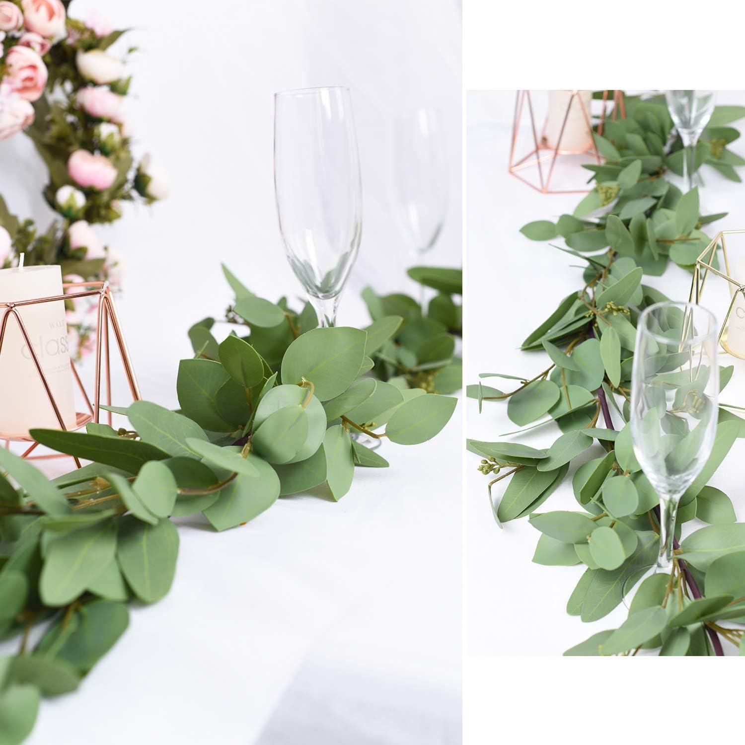 🌟 Front Door Decorations Christmas Gifts 5.5Ft Seeded Eucalyptus Garland, Artificial Vines Faux Eucalyptus Leaves Table Garland Artificial Eucalyptus Garland Greenery Wedding Backdrop Arch Wall Decor