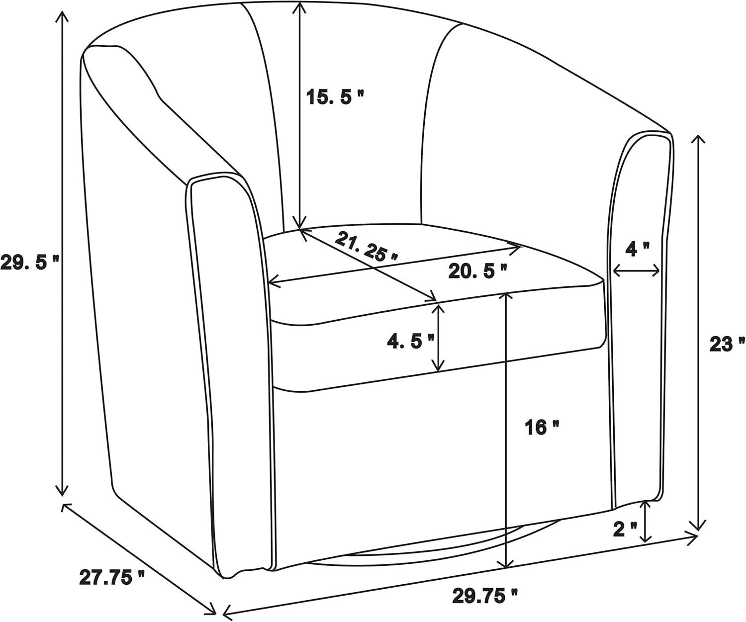 Coaster Contemporary Faux Leather Swivel Accent Chair in Gray