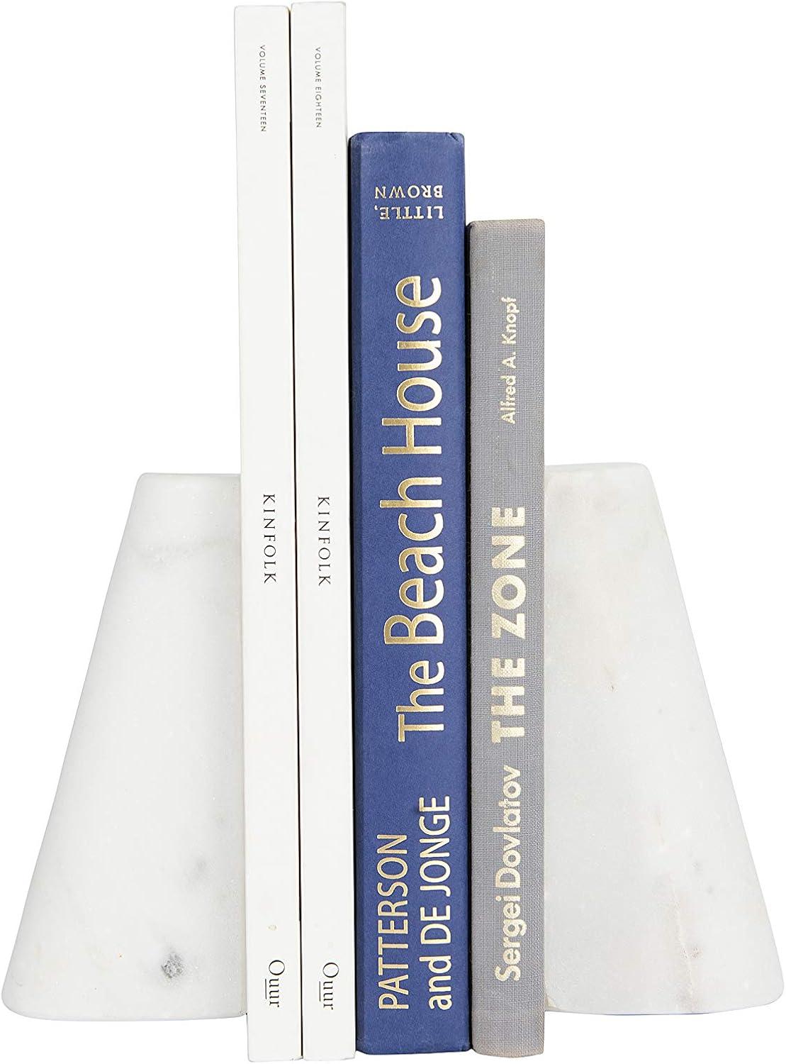 White Marble Tapered Bookends - Set of 2