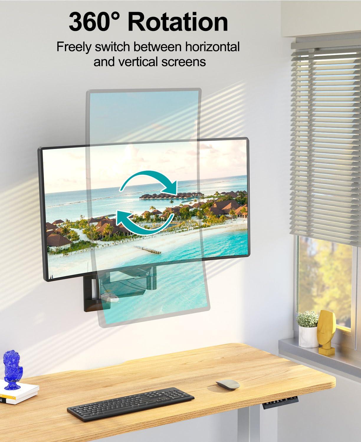 MOUNT PRO Monitor Wall Mount for 13 to 32 inch Computer Screen, Adjustable Single Wall Mount Monitor Arm, Full Motion Vesa Wall Bracket 100x100, Hold up to 17.6lbs, Black