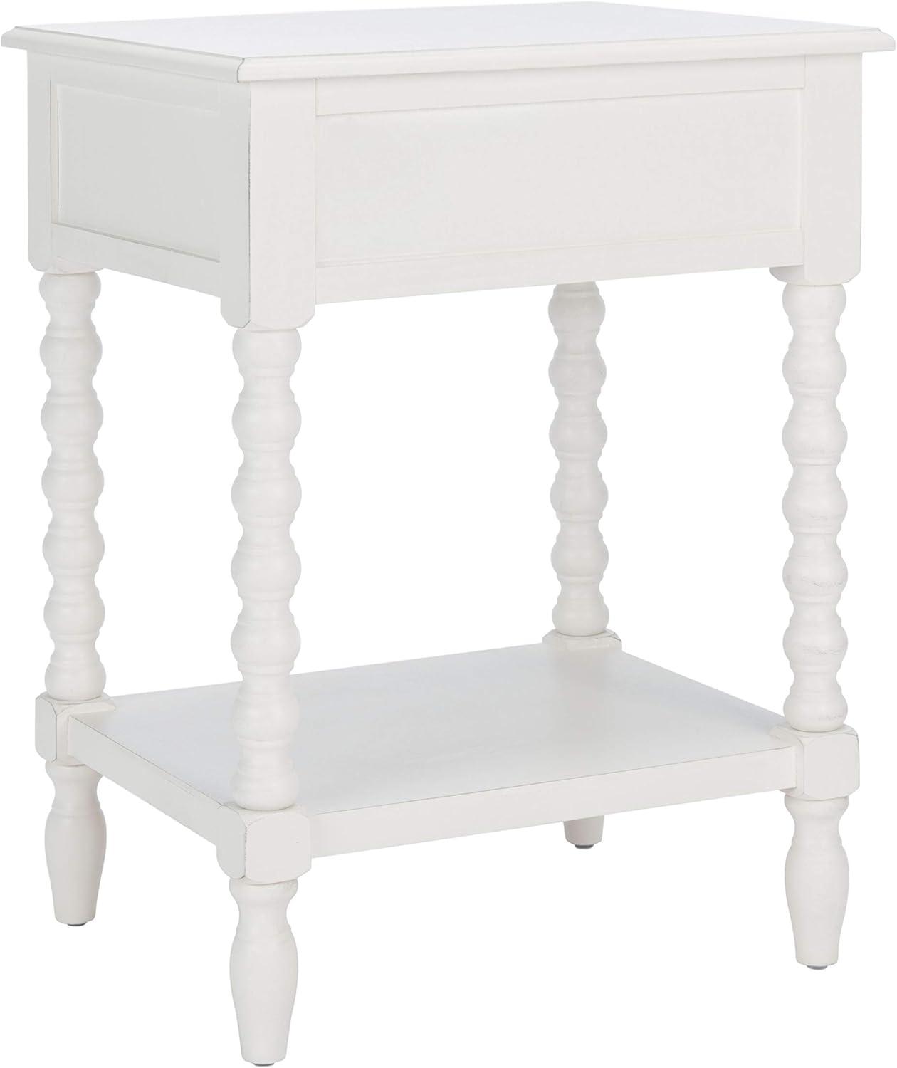 Distressed White Modern Farmhouse Accent Table with Storage