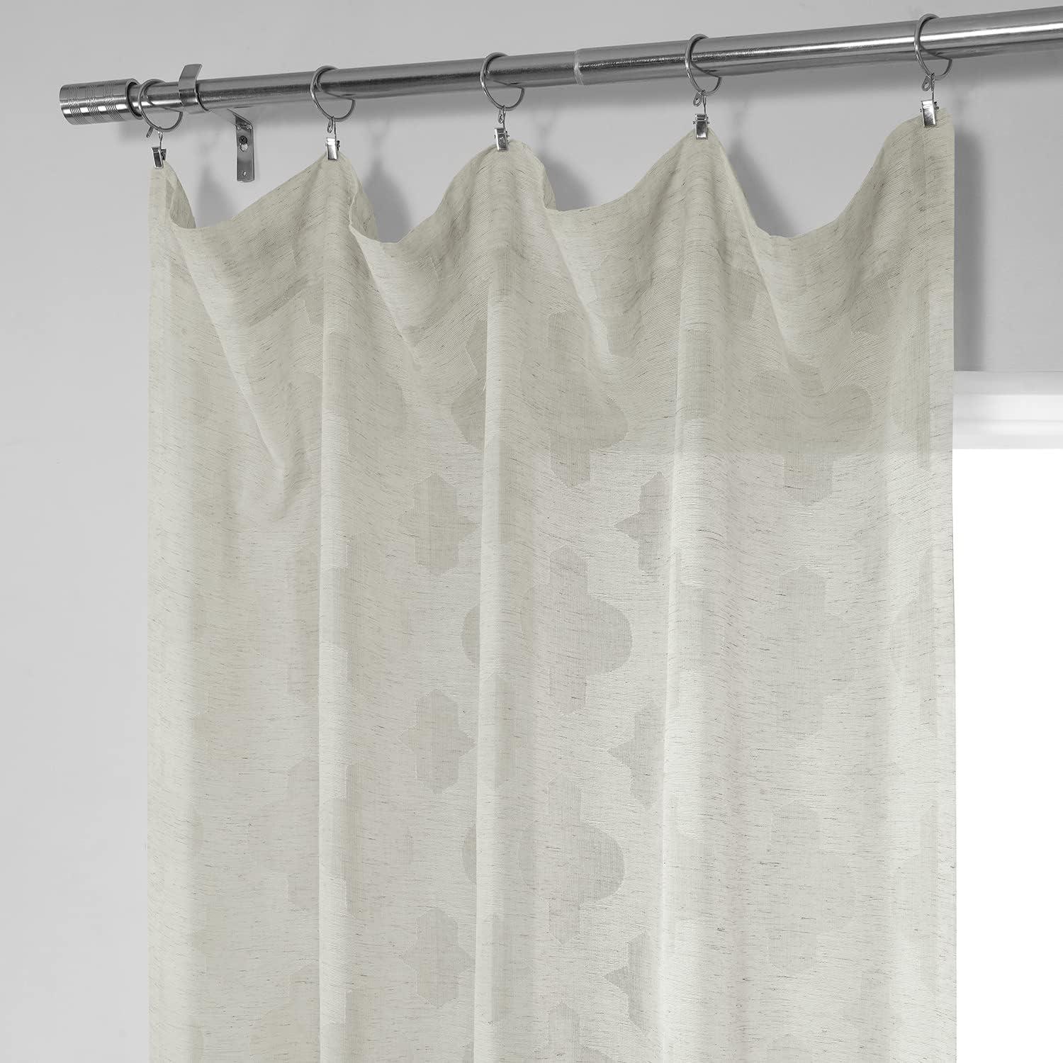 Calais Tile Patterned Sheer Linen 96" Window Panel