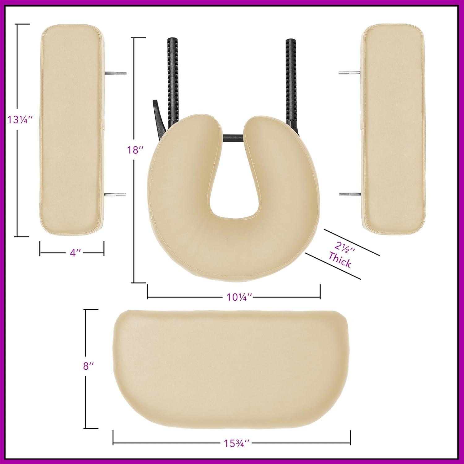 Saloniture Professional Portable Lightweight Bi-Fold Massage Table with Reiki Panels - Cream