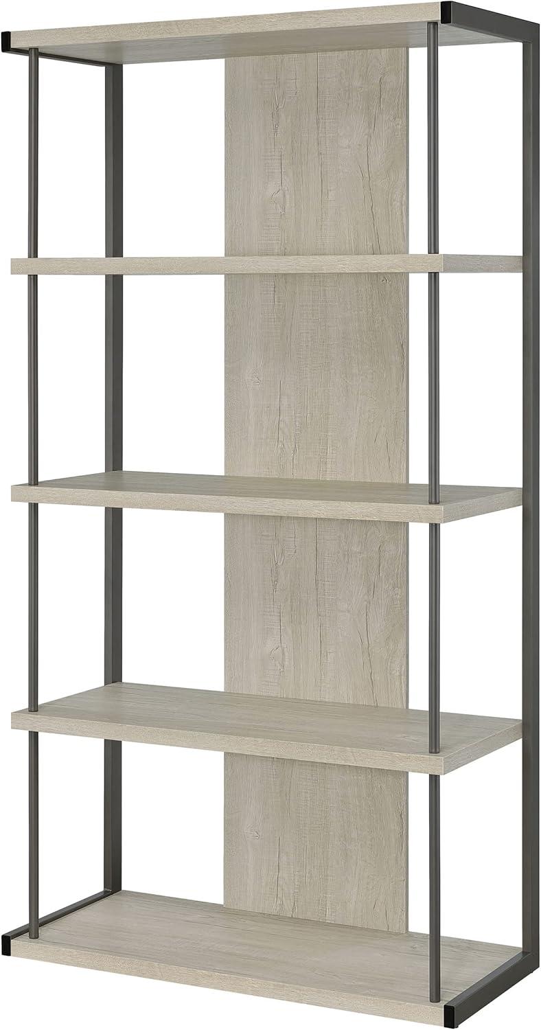 Coaster Loomis 4-shelf Modern Wood Bookcase Whitewashed Gray