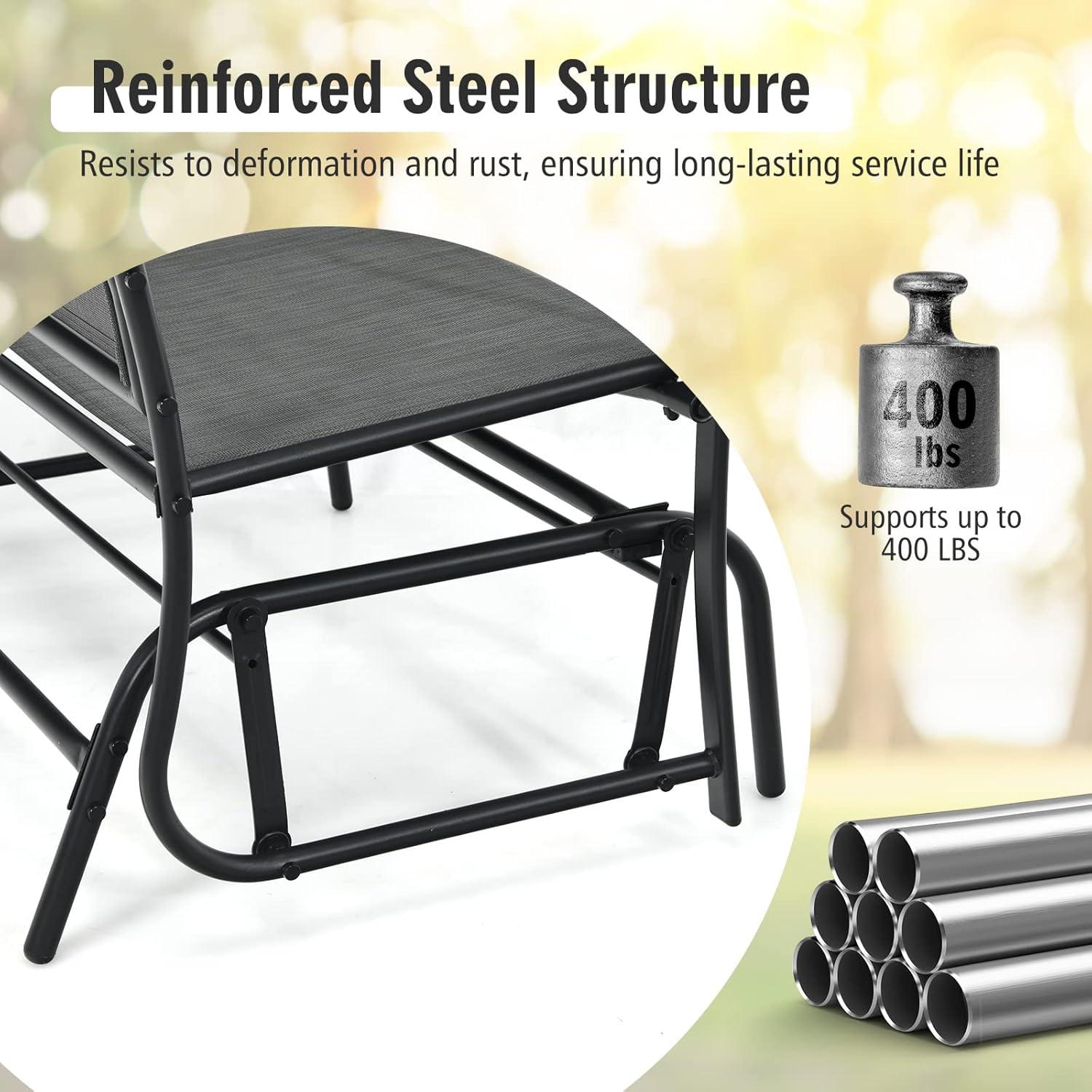 Best Choice Products 2-Person Outdoor Swing Glider, Steel Patio Loveseat, Bench Rocker w/ Armrests - Gray