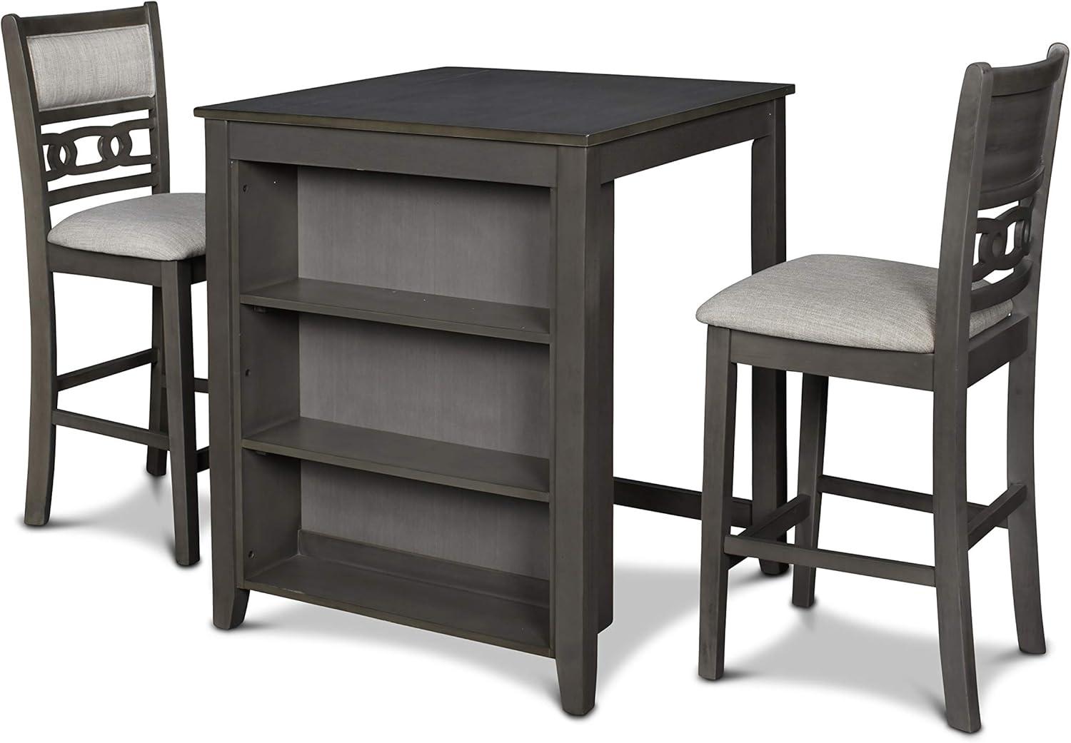 New Classic Furniture Gia Solid Wood Counter Table W/2 Chairs in Gray