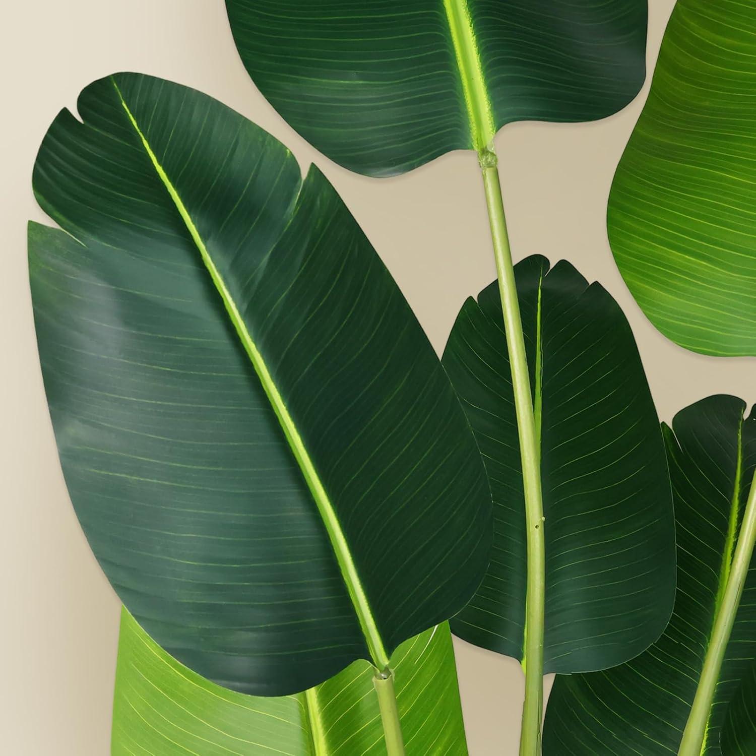 HOMEFAN Artificial Tree Bird of Paradise Artificial Plant 4 Feet Faux Plant with 8 Trunks Artificial Banana Leaf Fake Plants in Pot for Home Decor Indoor Living Room Outdoor Decor Housewarming Gift