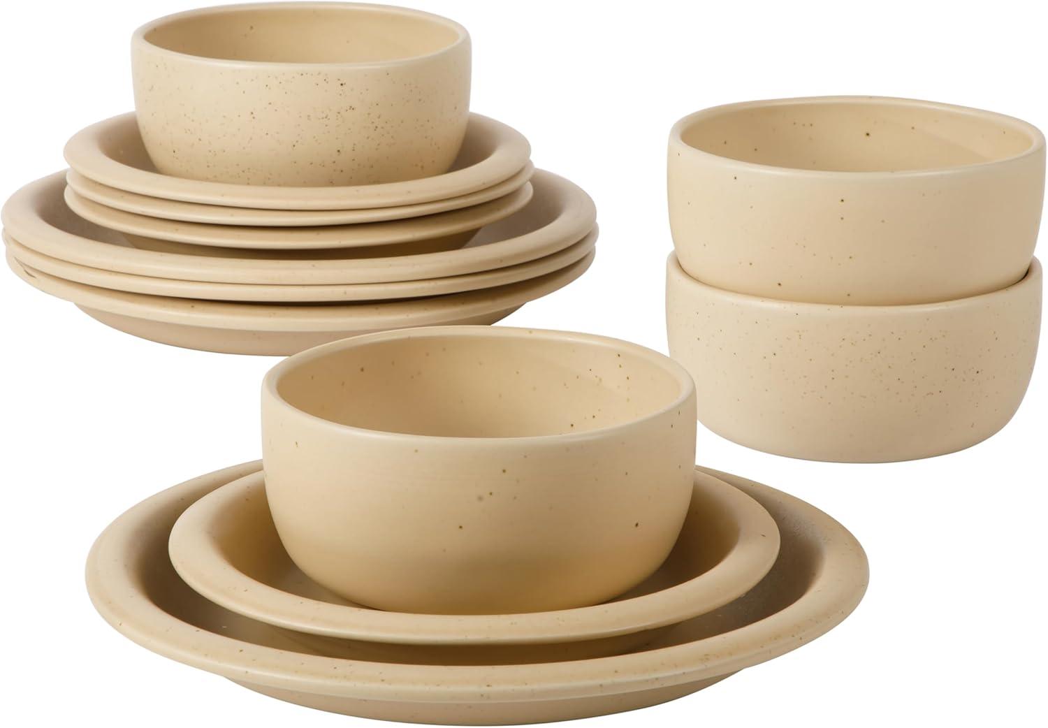 bloomhouse Bloomhouse Corsica Clay 12 Piece Stoneware Reactive Glaze Dinnerware Set