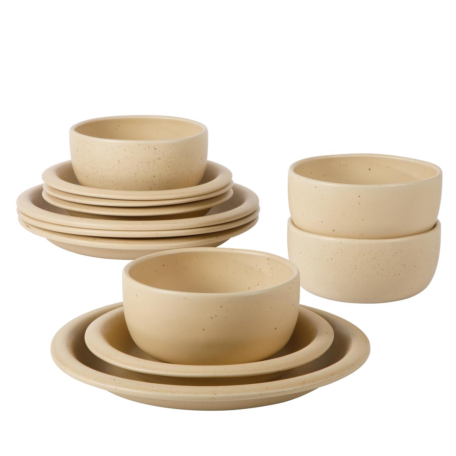 bloomhouse Bloomhouse Corsica Clay 12 Piece Stoneware Reactive Glaze Dinnerware Set