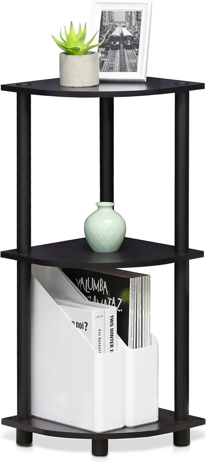 Furinno 3-Tier Corner Display Rack Multipurpose Shelving Unit Industrial Ladder Bookcase,Dark Walnut