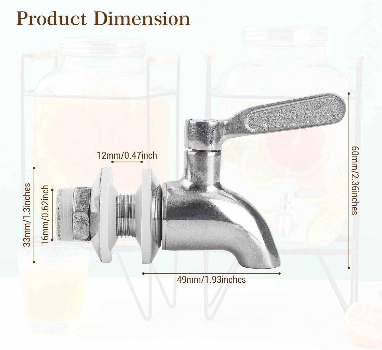 Polished Stainless Steel Beverage Dispenser Replacement Spigot Set