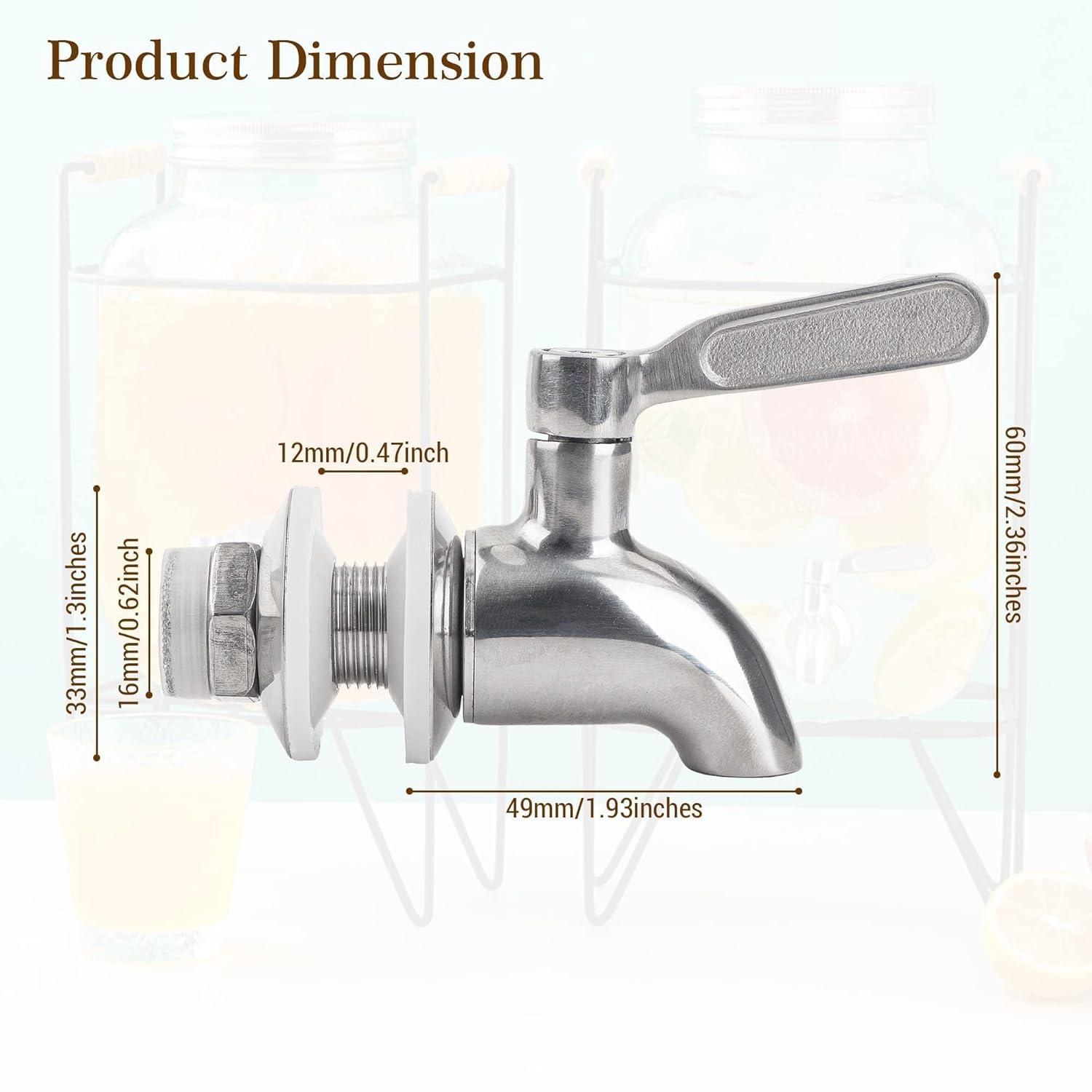 Polished Stainless Steel Beverage Dispenser Replacement Spigot Set