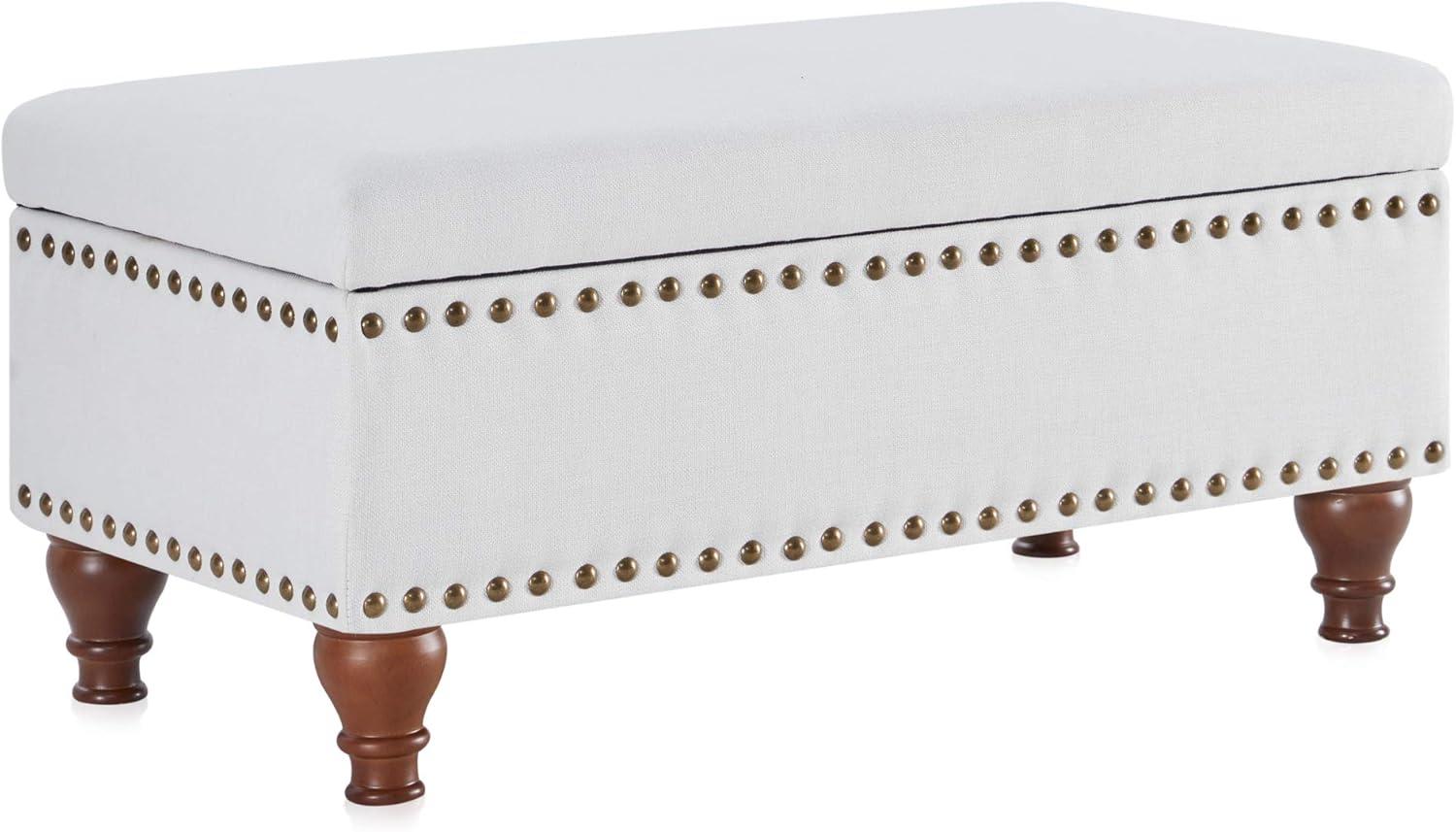 BELLEZE 35 Inch Button Tufted Top Ottoman Bench - Quincy (Gray)