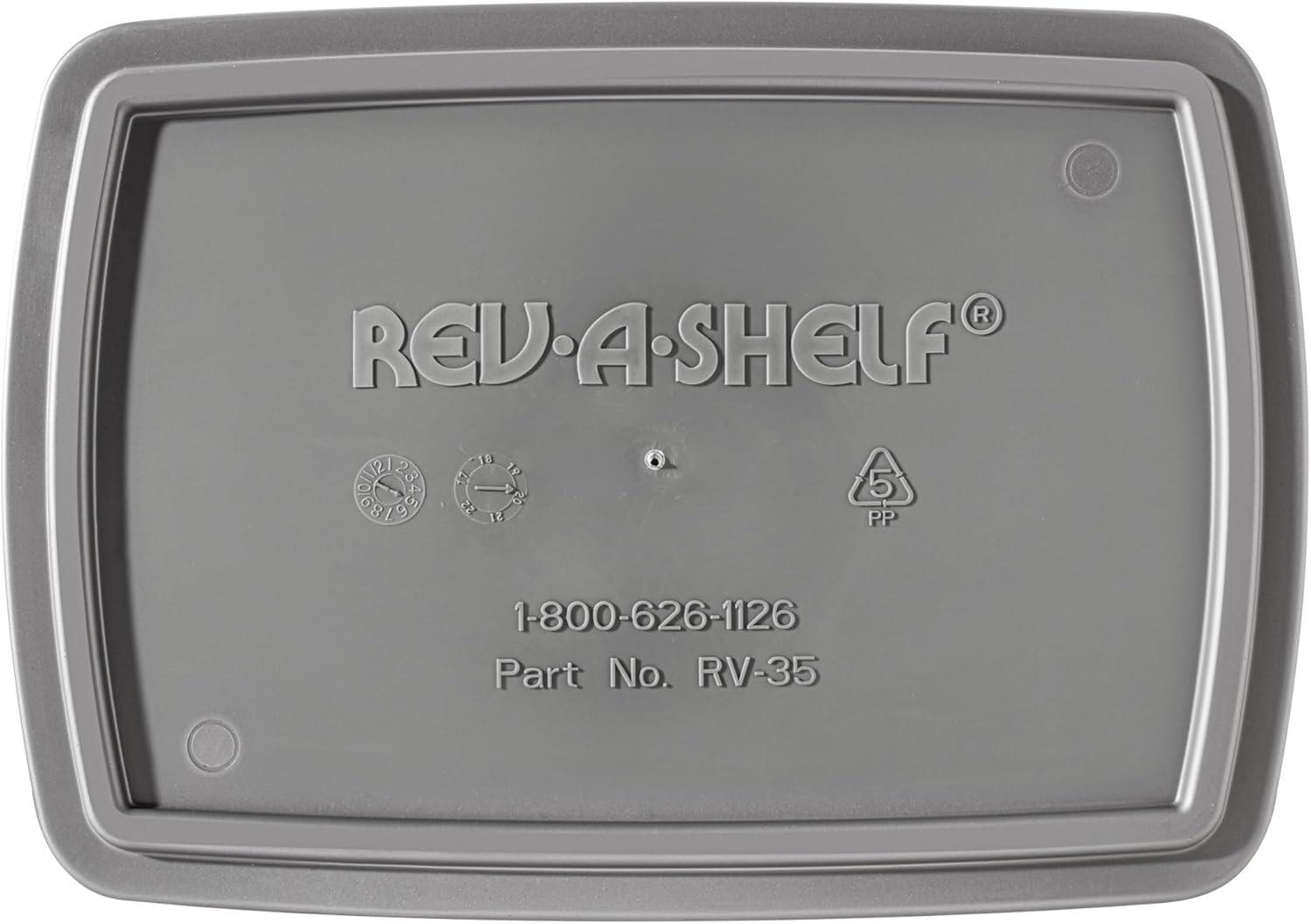 Rev-A-Shelf 35 Qt Under Sink Trash Can Replacement, Plastic, Silver, RV-35-17-52