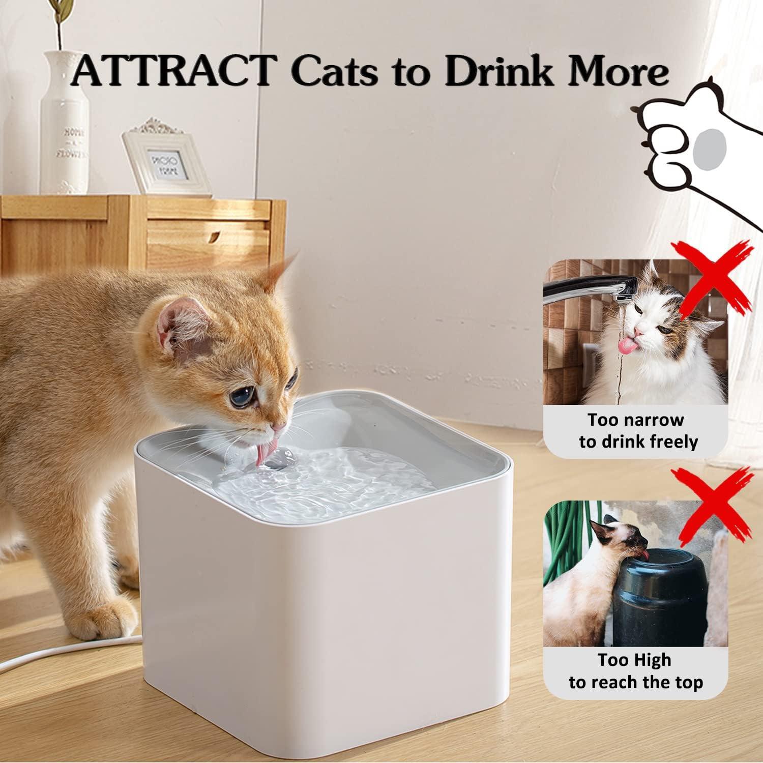 Wireless White Automatic Cat Water Fountain with Quiet Pump