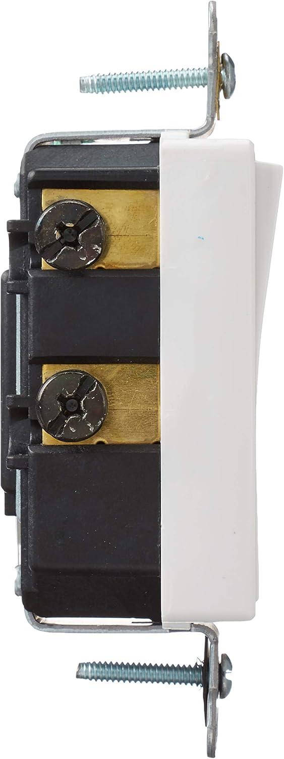 Leviton 5622-2W Rocker Switch Decora Double-Pole 20 Amp 120/277 VAC Self-Grounding Commercial Grade Back and Side Wired - White