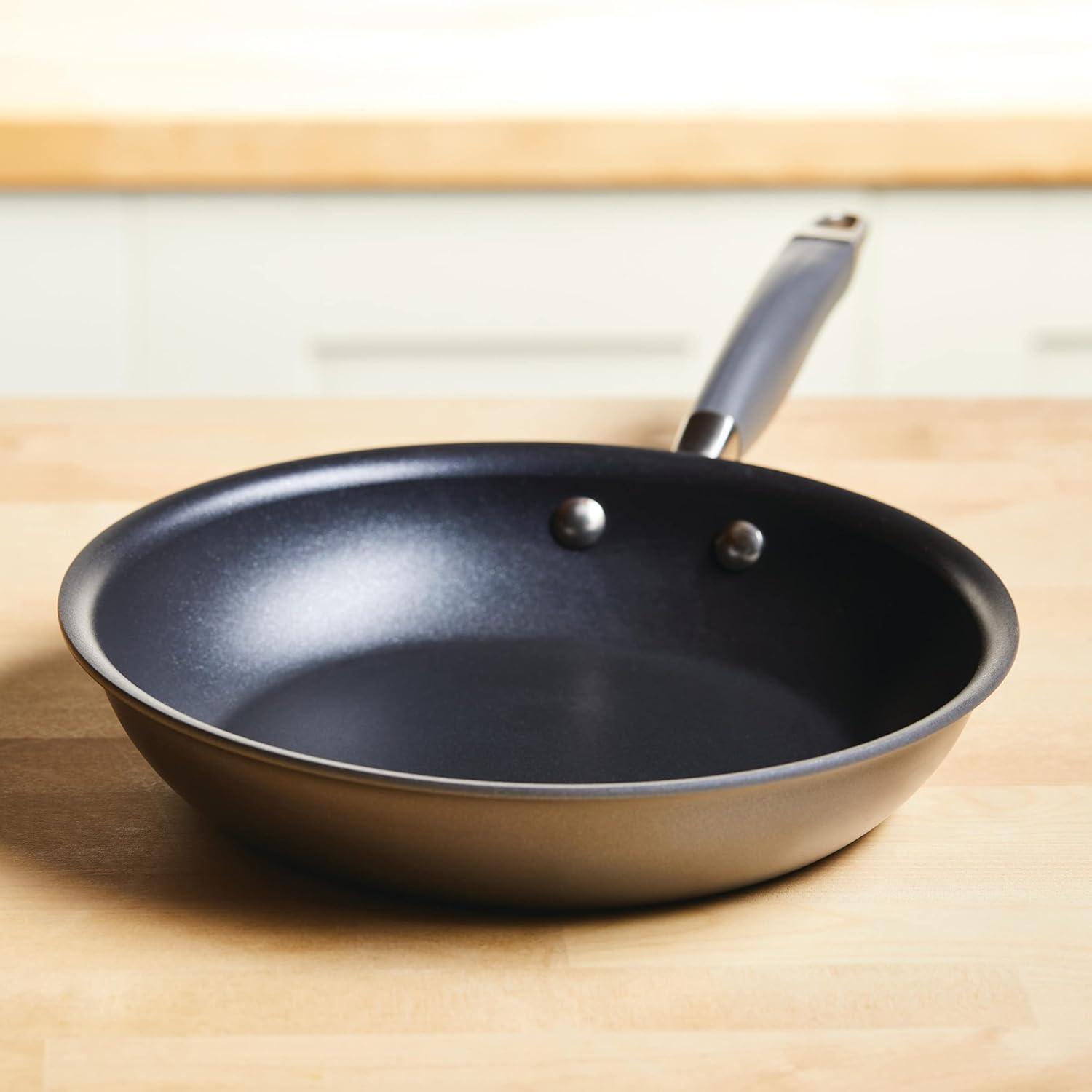 Gray Aluminum Nonstick Fry Pan with Ceramic Coating and Lid