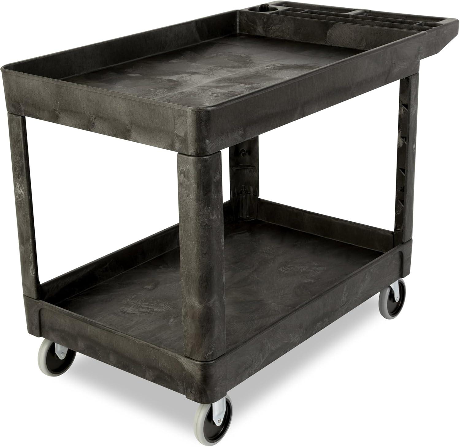 Rubbermaid Heavy Duty 2-Shelf Utility Cart With Lipped Shelf Medium