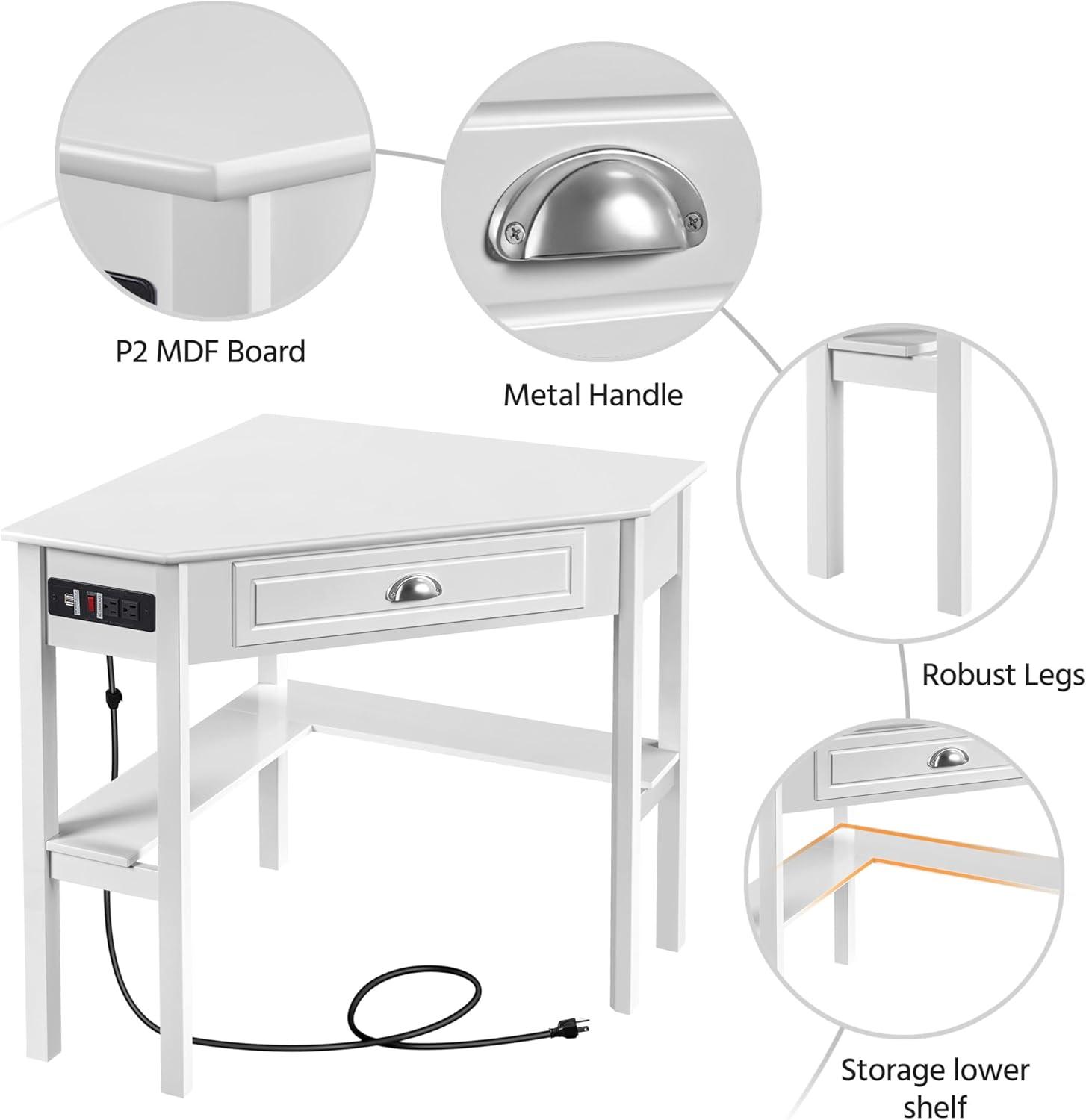 Yaheetech Corner Computer Desk Workstation with Power Outlet