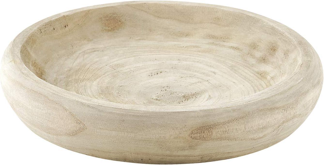 Large Natural Paulownia Wood Round Serving Bowl