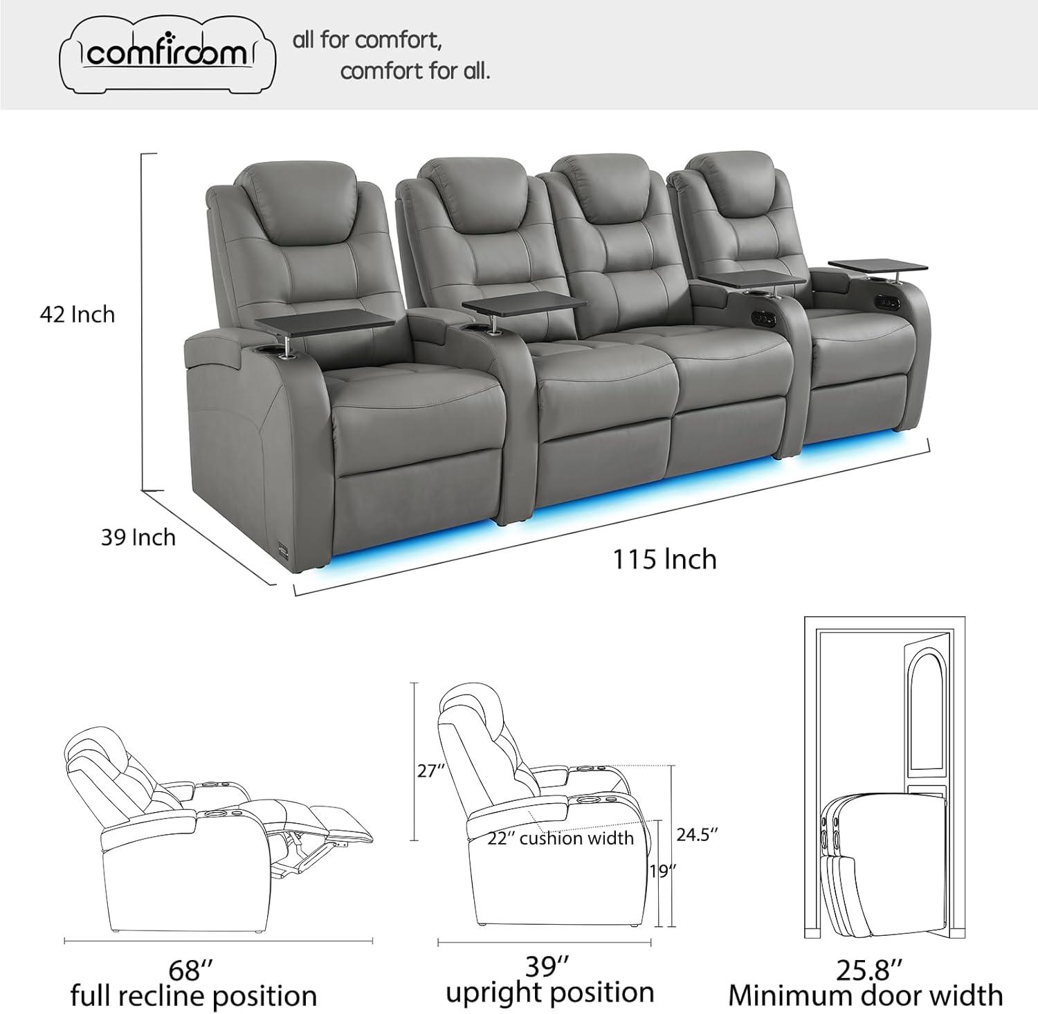 Orren Ellis Leather Home Theater Seating Dual Power Movie Theater Chairs Theater Recliner Sofa