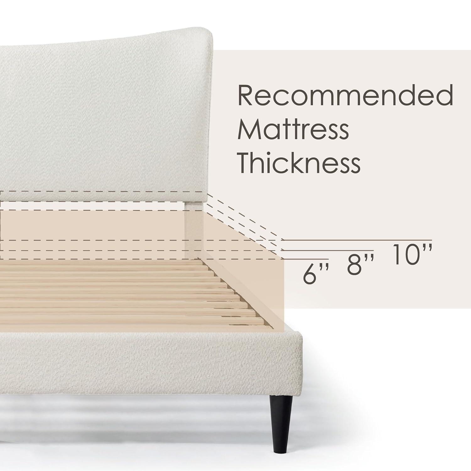 24/7 Shop At Home Queen Heartwild Modern Boucle Upholstered Wingback Platform Bed White