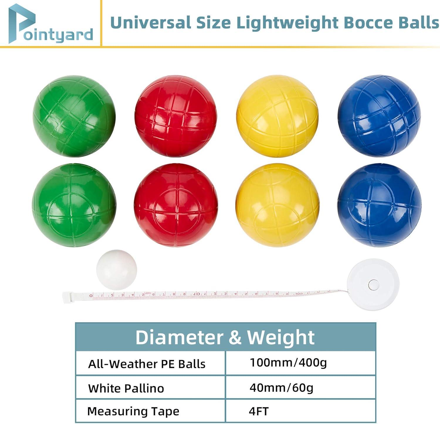 ropoda 90mm Bocce Ball Set, Lighter Bocce Ball for Beginners with 8 Balls, Pallino, Case and Measuring Rope for Backyard/Beach/Lawn, Composite Plastic for Kids Teens Beginners