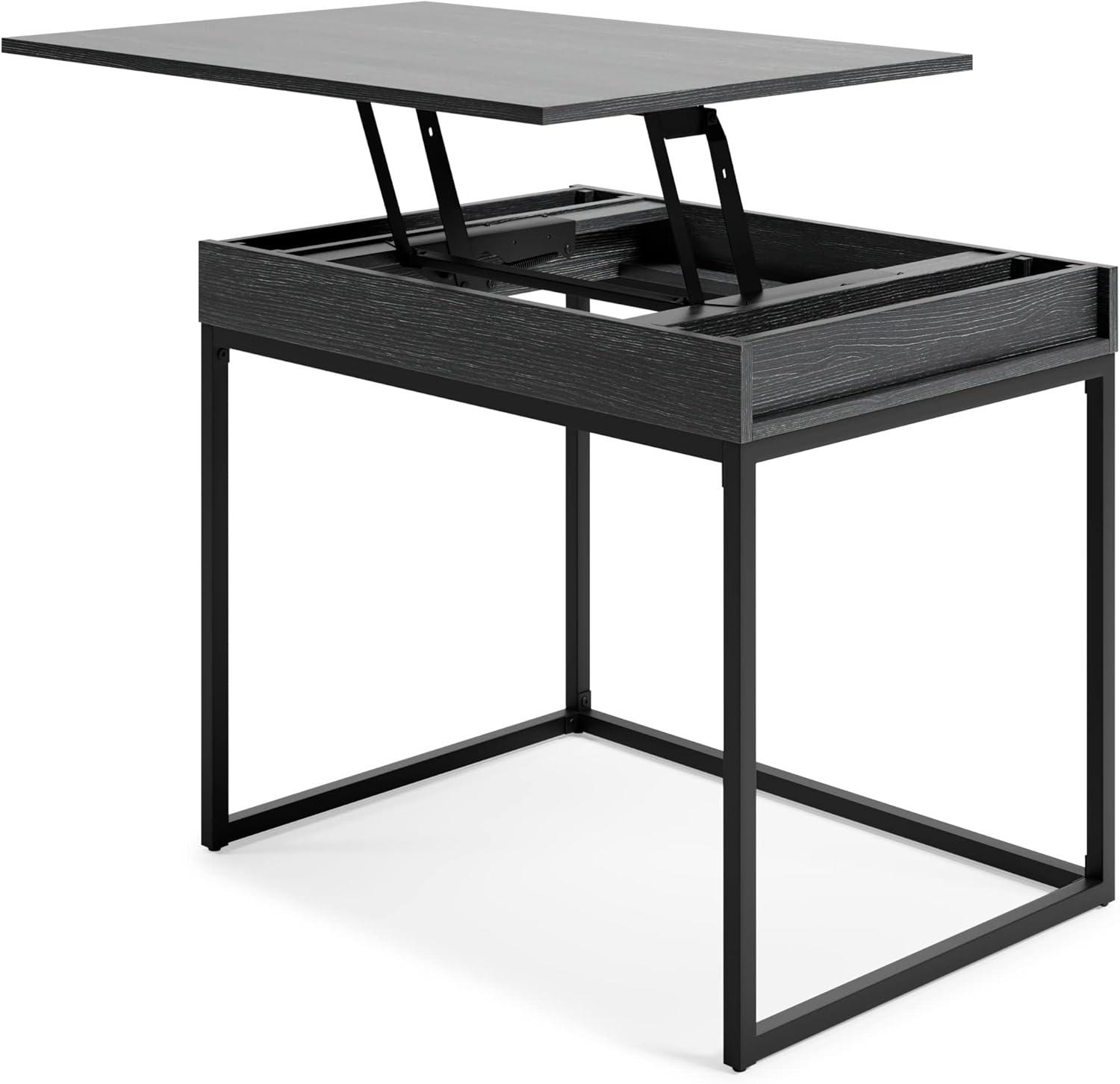 Sleek Black 36" Contemporary Home Office Desk with USB Port