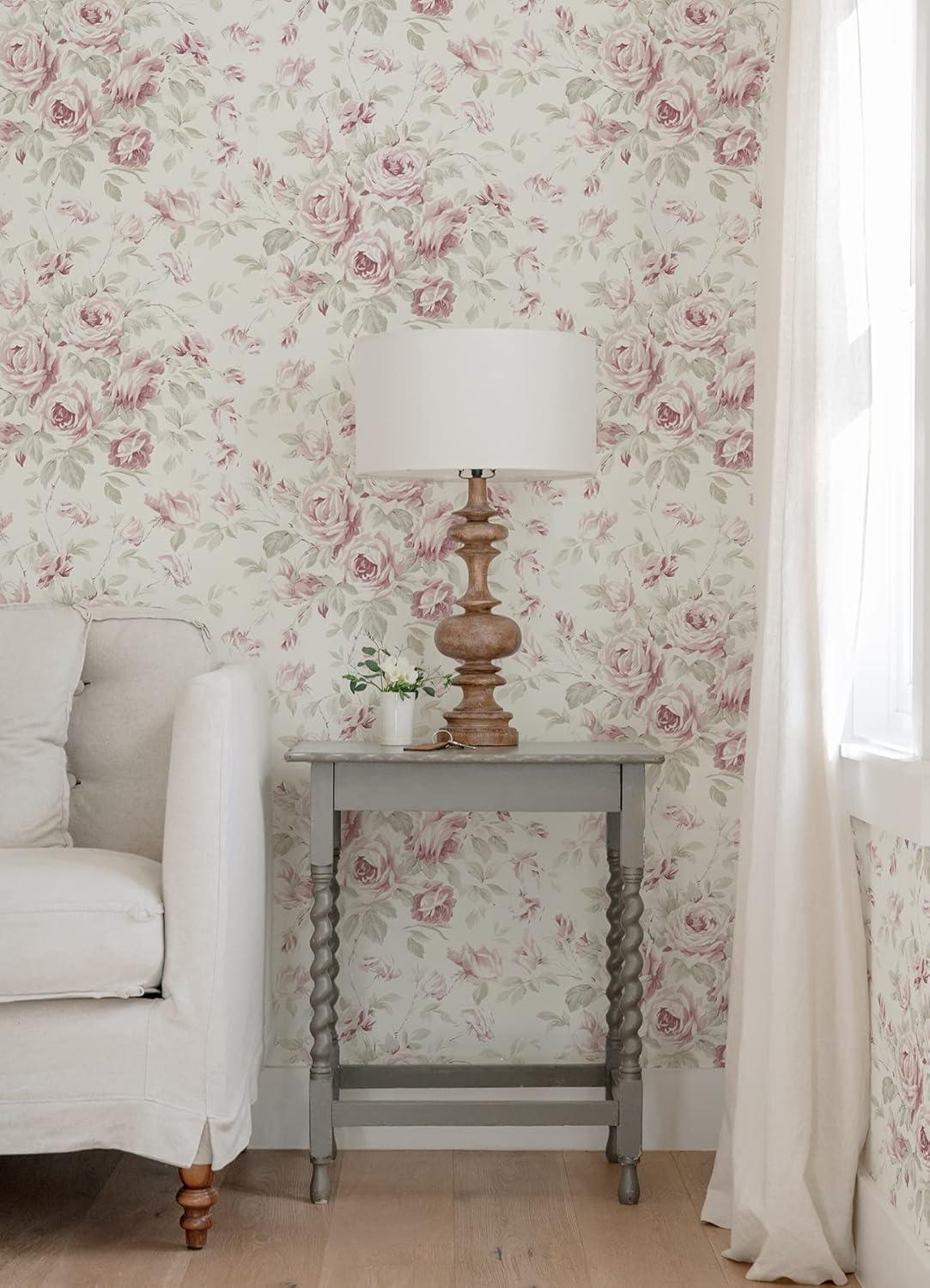Chesapeake Manon Pink Rose Stitch Wallpaper