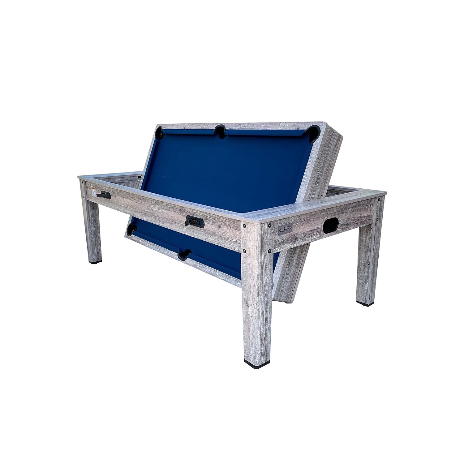 RACK Pool Tables Rack Luxor 7.5-Foot 4-In-1 Multi-Game Swivel Billiard/Pool Table (Blue Felt With 2 Bench)