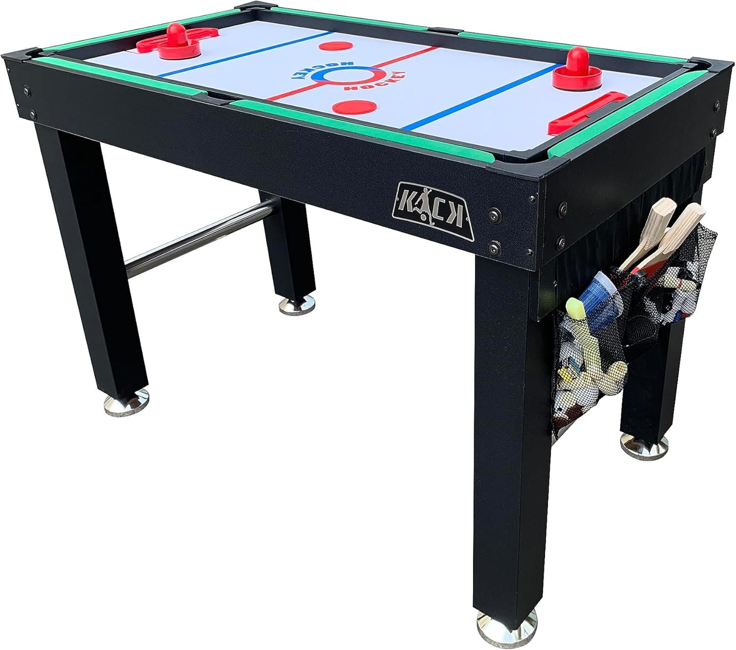 KICK Defender 48″ 10-in-1 Multi-Game Table (Black) - Combo Game Table Set - Foosball, Billiards, Glide Hockey, Ice Hockey, Table Tennis, Chess, Backgammon, Draughts, Bowling, Shuffleboard for Family