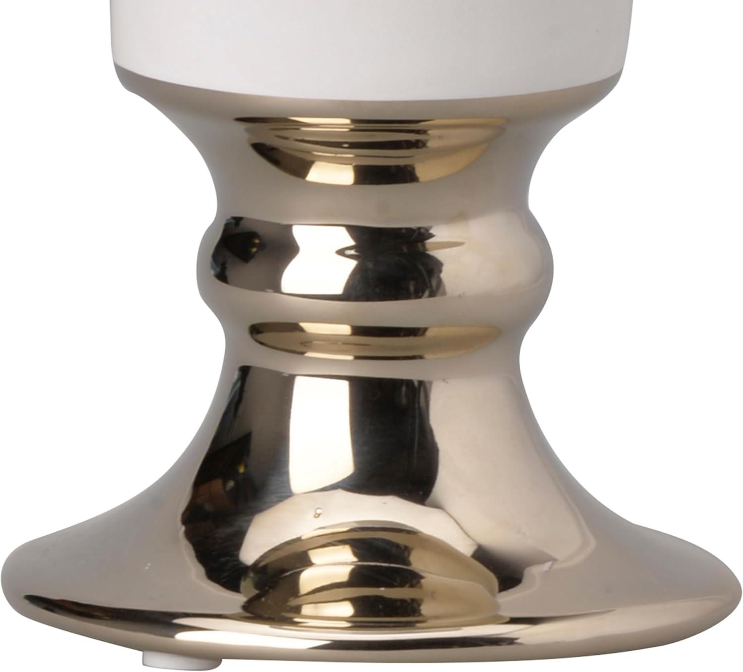 Benzara  Ceramic Vase with Flared Top & Pedestal Base, White & Gold - Medium