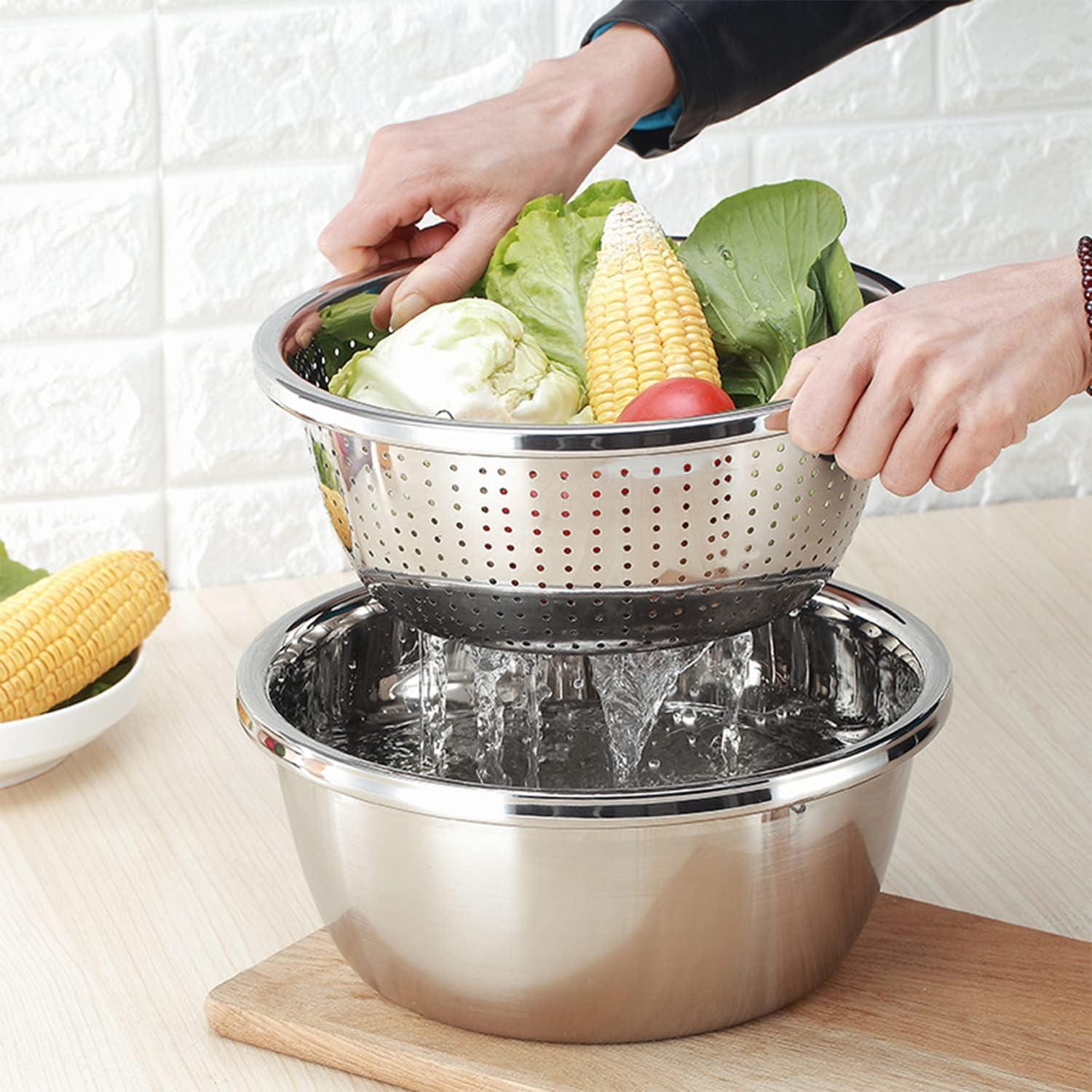 Stainless Steel 3.5-Qt Colander and Mixing Bowl Set