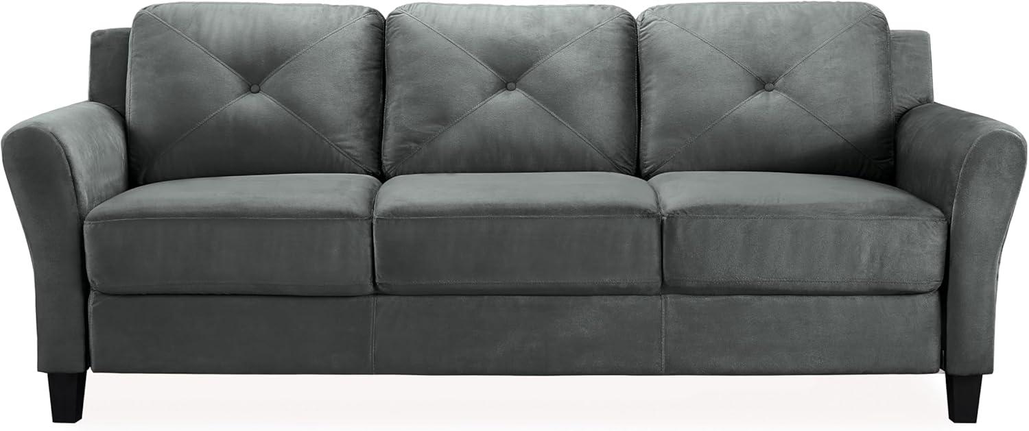 Lifestyle Solutions Taryn Traditional Sofa with Rolled Arms, Dark Gray Fabric