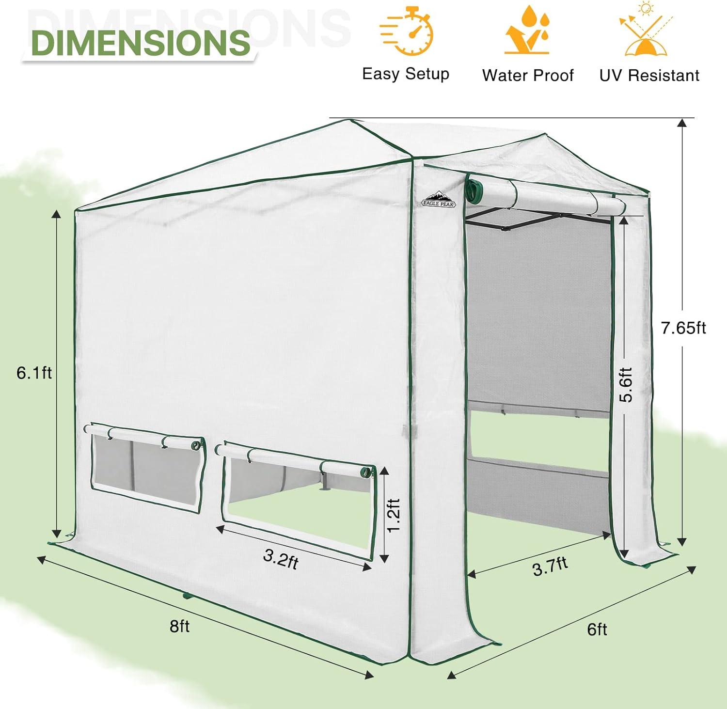 EAGLE PEAK Pop Up Greenhouse 8' W x 12' D Greenhouse
