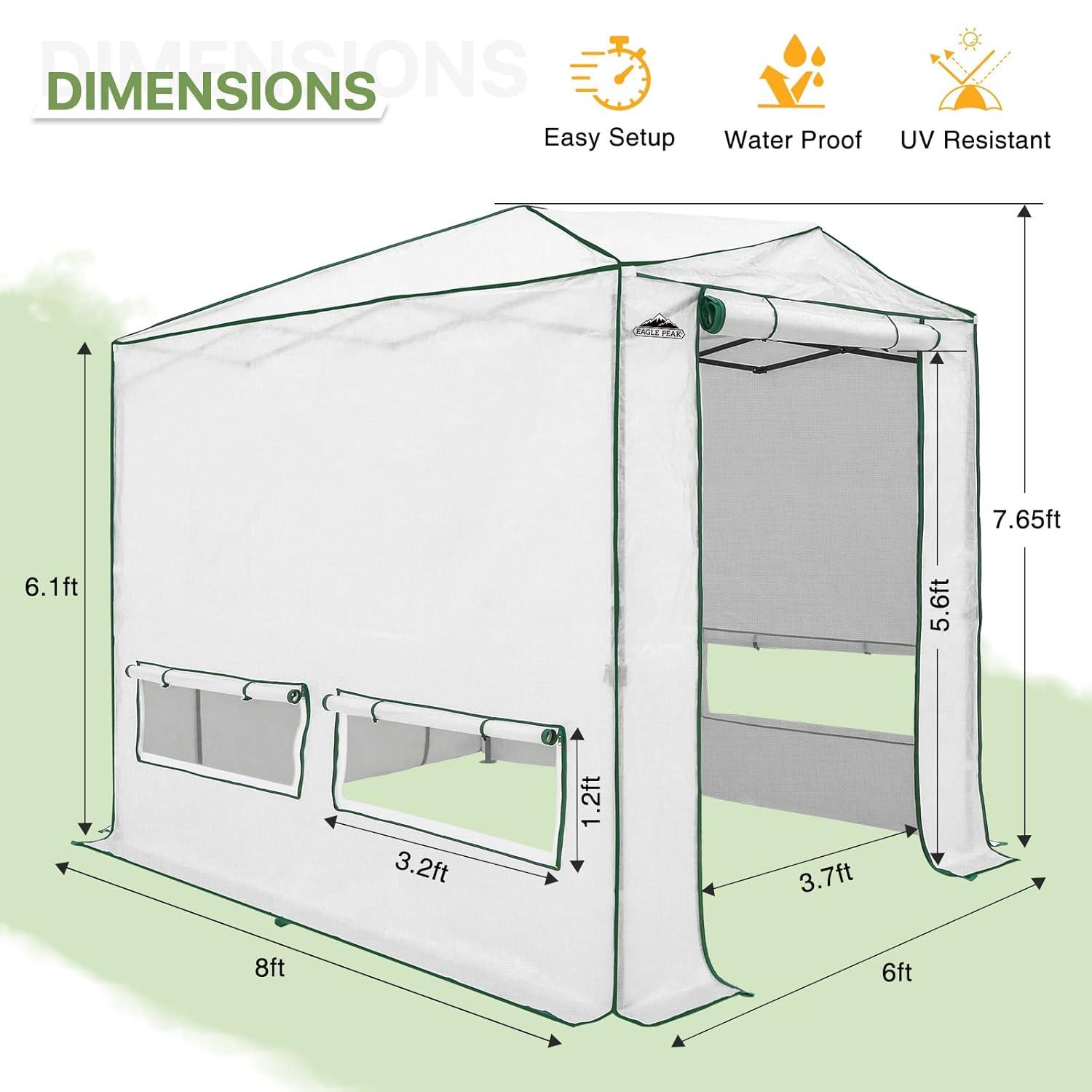 EAGLE PEAK Pop Up Greenhouse 8' W x 12' D Greenhouse