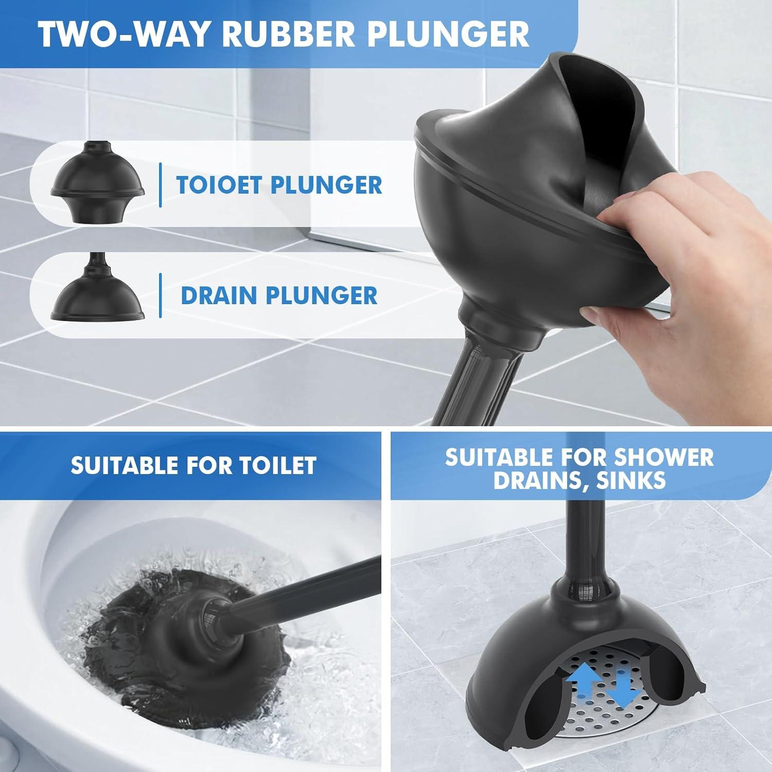 Tyuong Toilet Brush And Plunger Set 2 In 1 Plunger And Brush Set Toilet Brush Toilet Plunger And Brush Set Black Toilet Brush And Plunger Set Bathroom Plunger Household