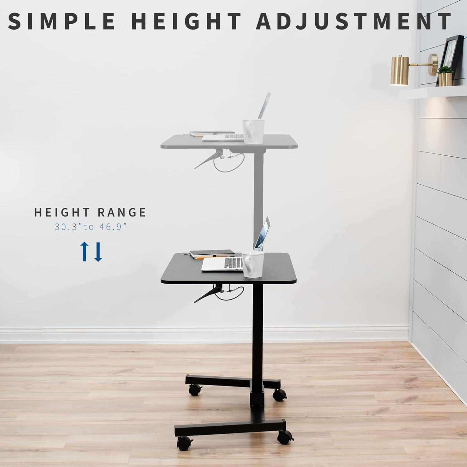 VIVO Adjustable Presentation Cart Tension Spring Sit-Stand Mobile Workstation (CART-V07B)