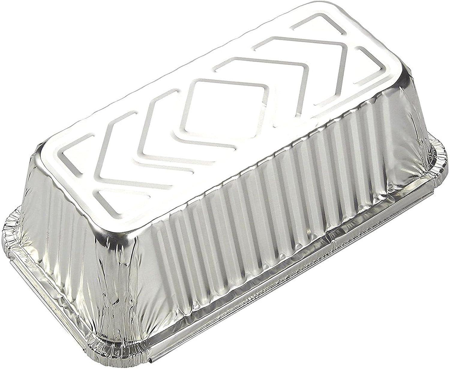 Juvale 50 Pack Disposable Aluminum Loaf Pans with Lids, 22oz Tins for Baking, Heating, Storing, 8.5 x 2.5 x 4.5 In