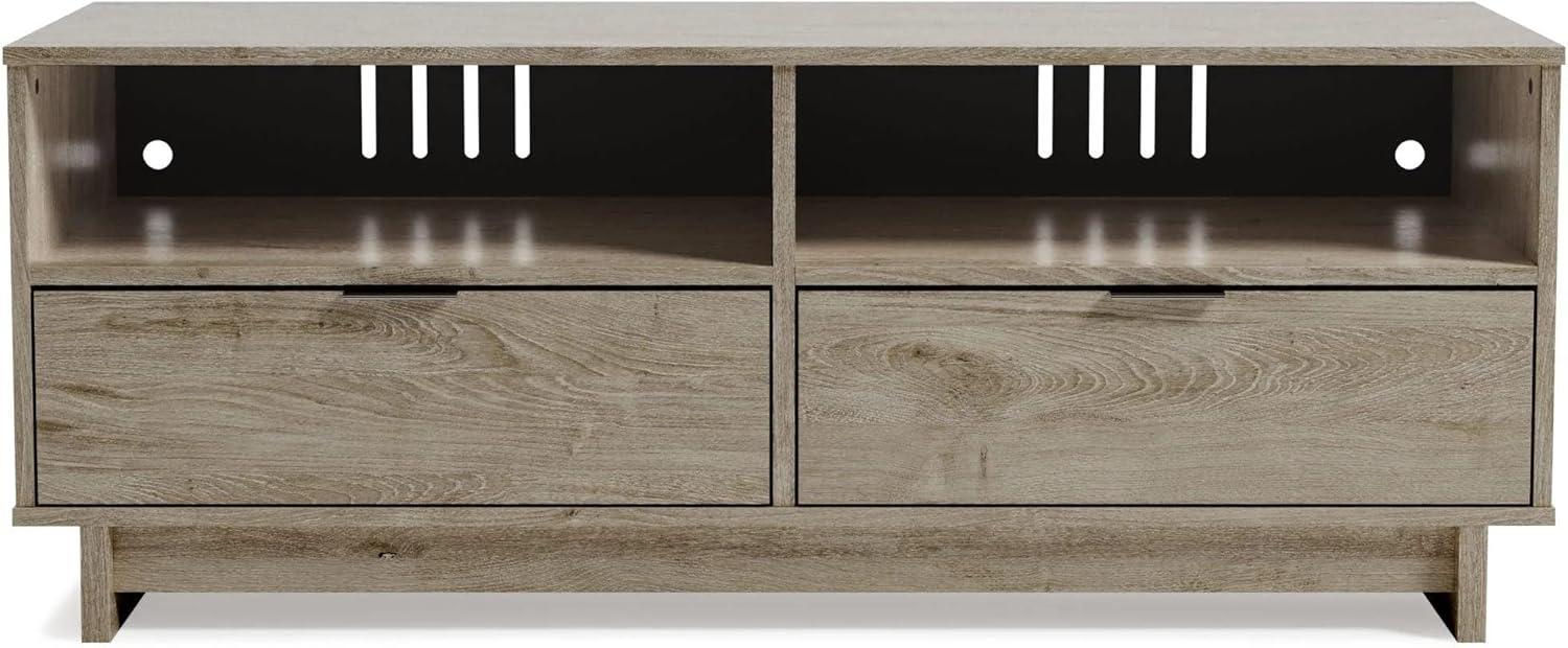 Contemporary 52'' Beige TV Stand with Open Shelving and Drawers