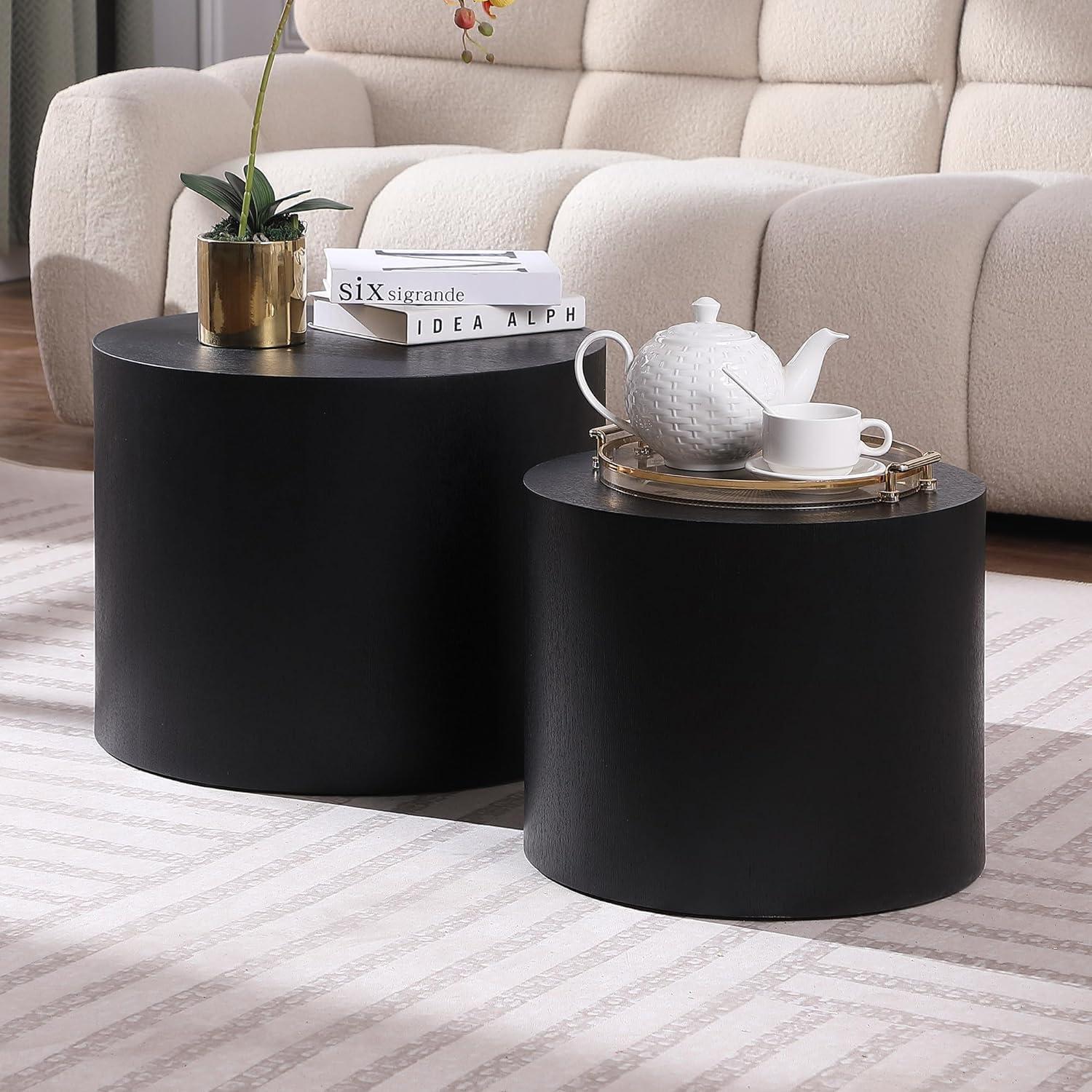 Gracie Oaks MDF With Veneer Side Table/Coffee Table/End Table/Nesting Table Set Of 2 For Living Room,Office,Bedroom