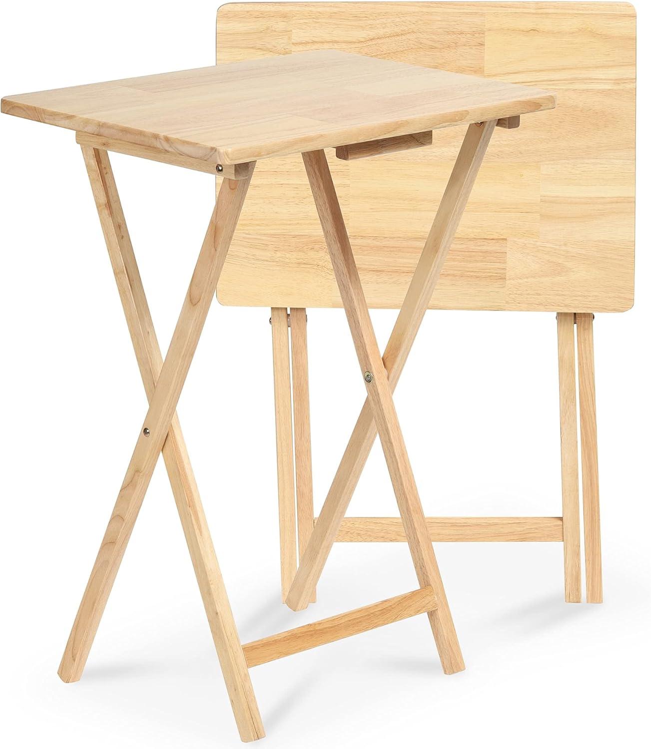 PJ Wood 19.09'' Solid Wood Rectangular Portable Folding Table (Set of 2)