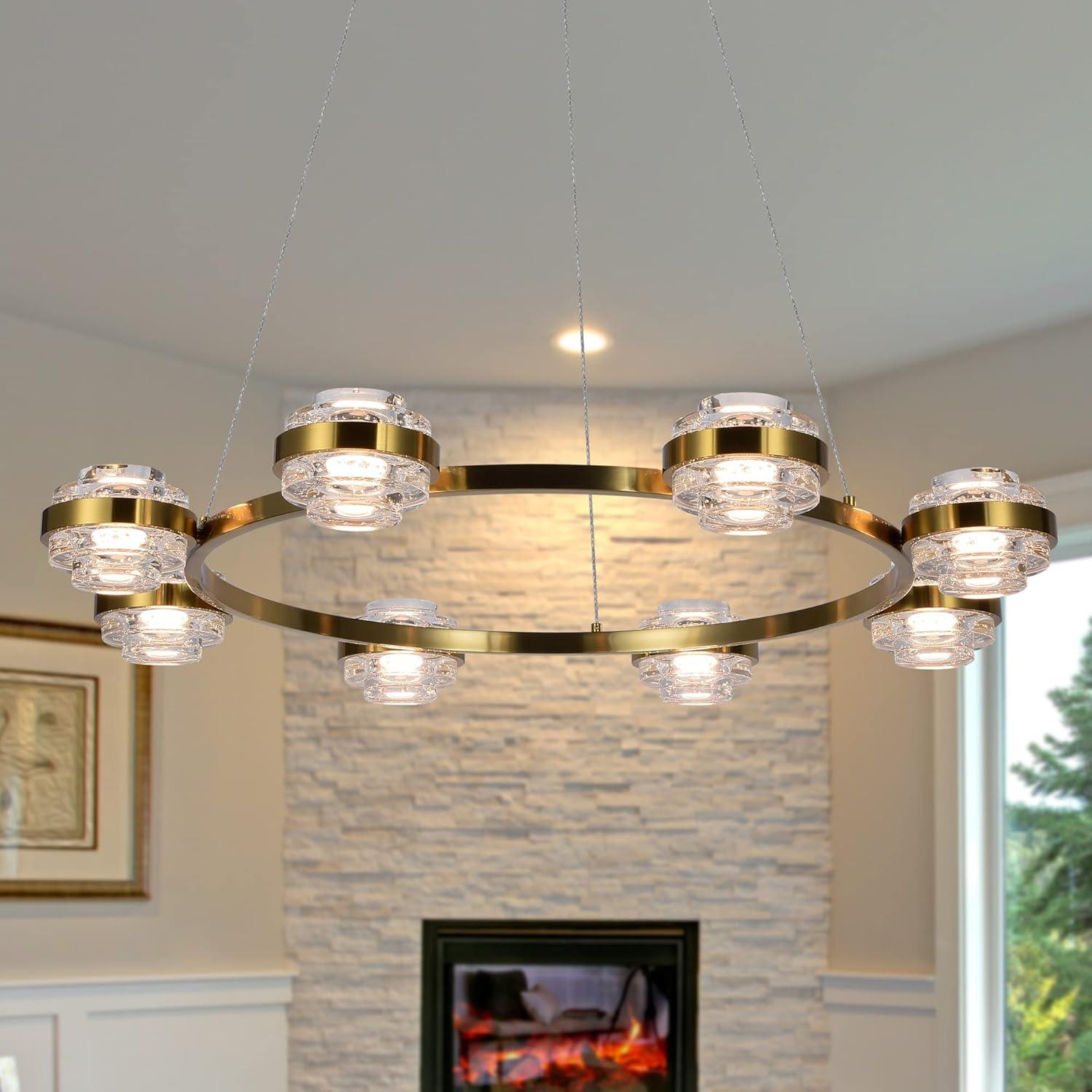 Milano 33-In Ring 8-Light Height Adjustable ETL Certified Integrated LED Circular Chandelier