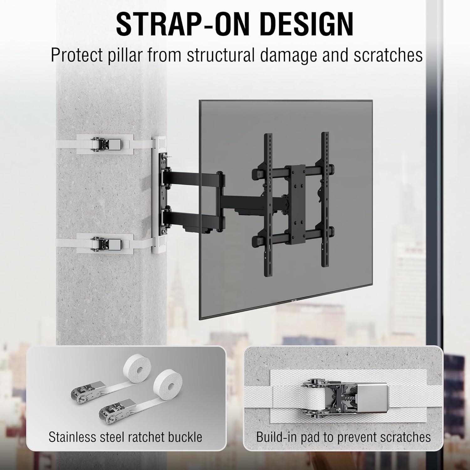 Condo Mounts CondoMounts NO Drill Full Motion Pillar TV Mount,Holds 80lbs,Fits 8" & Wider