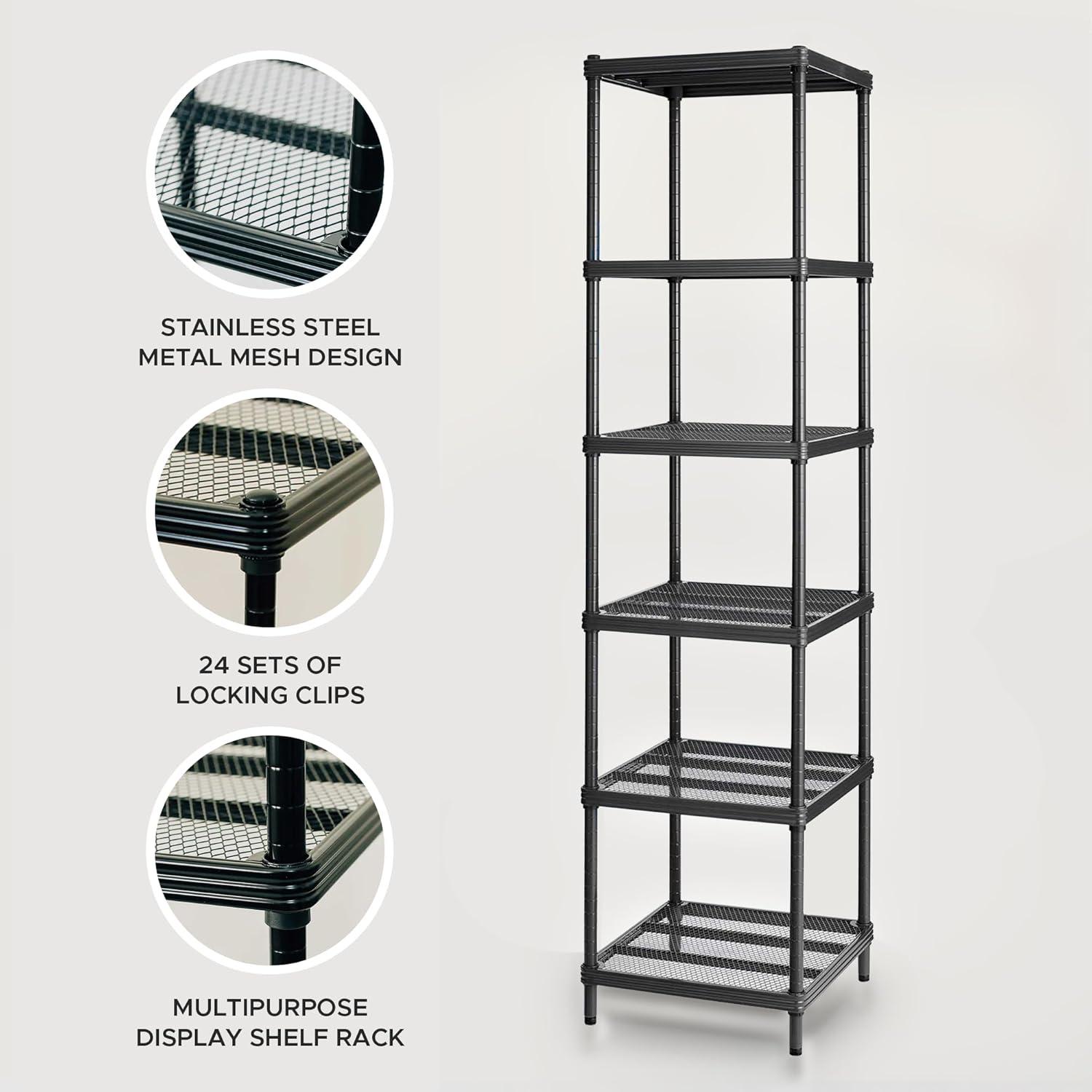 Design Ideas MeshWorks 6 Tier Tower Metal Storage Shelving Unit Rack