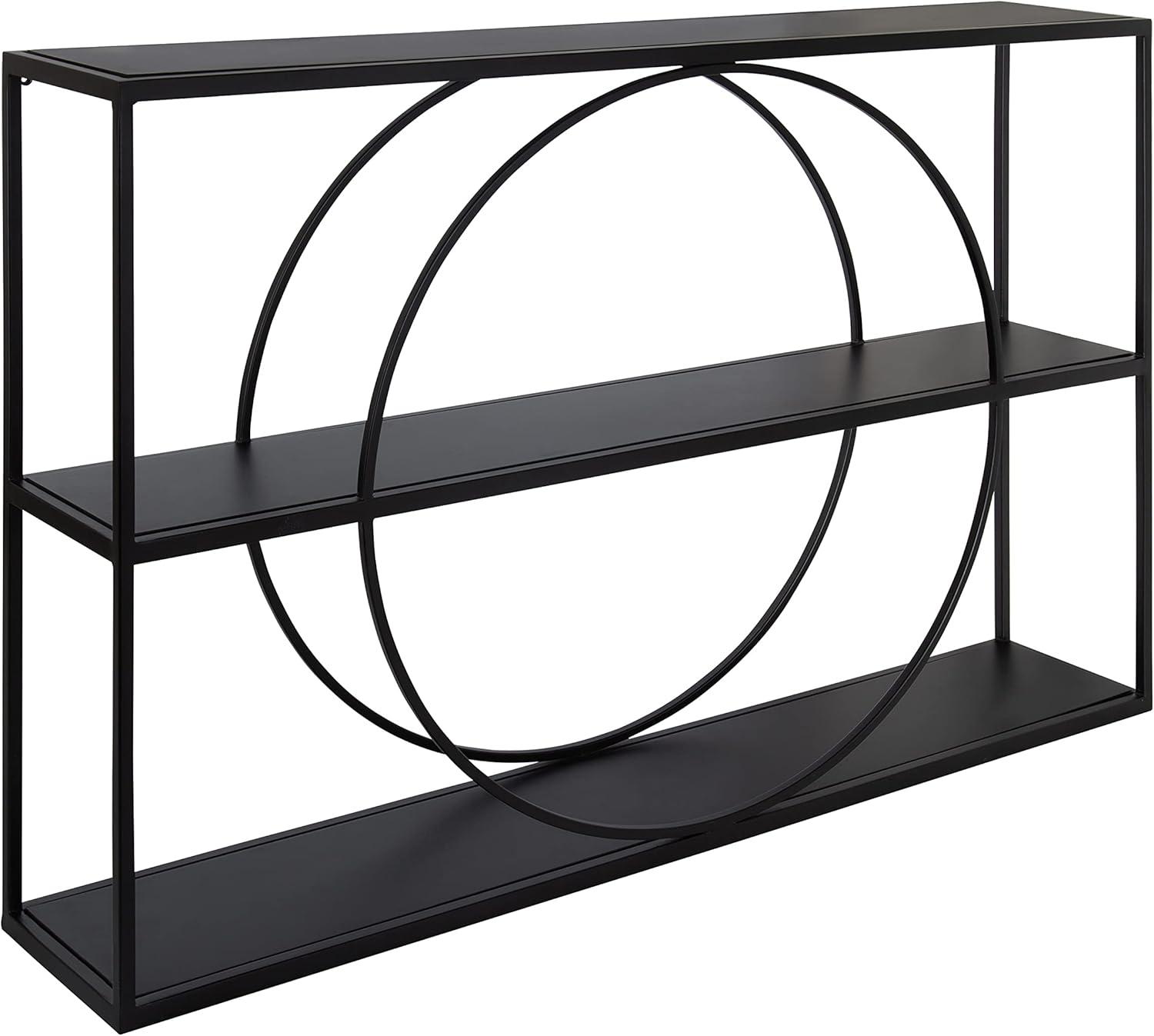 Pirzada Mid-Century Modern Black Wood Floating Wall Shelf