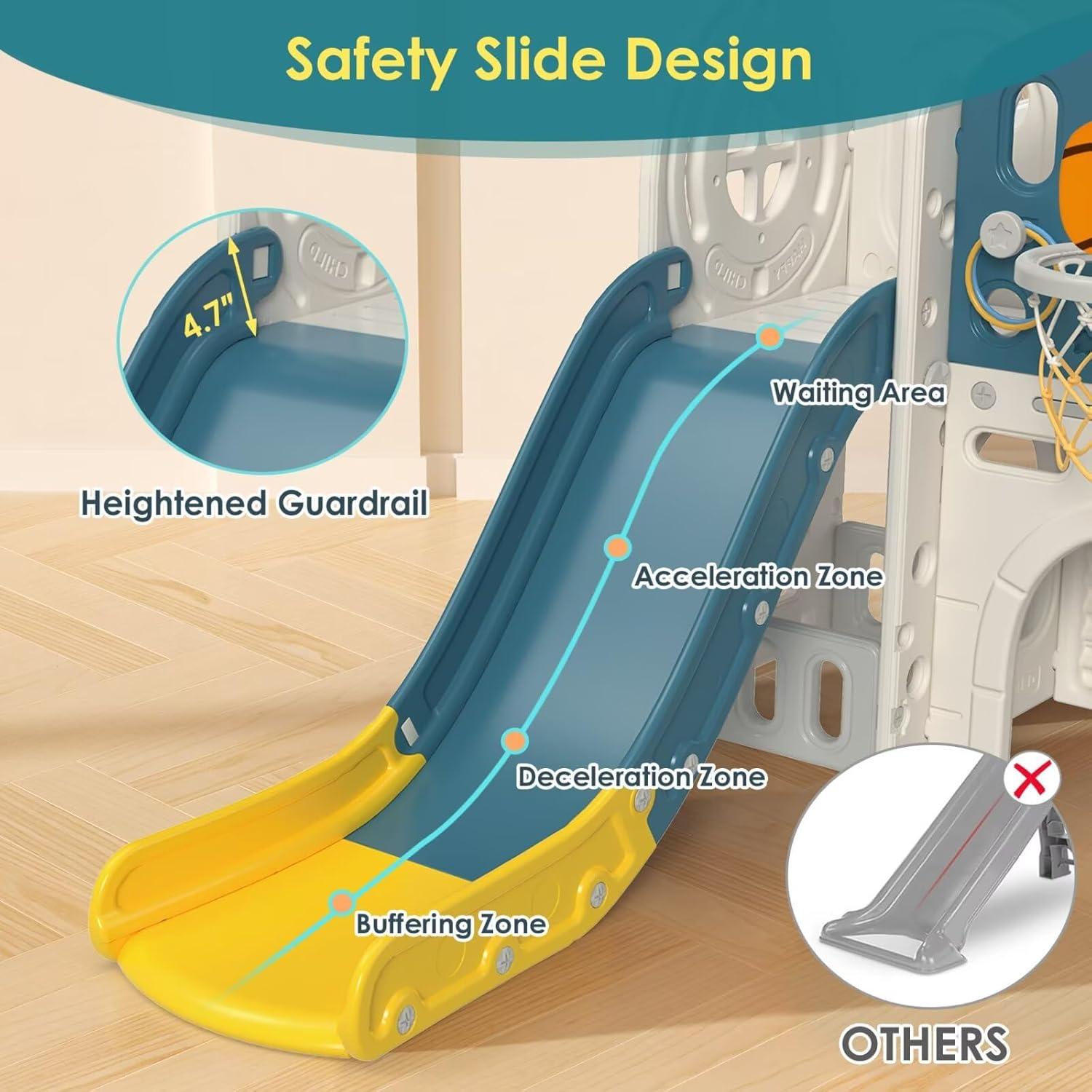 Suteck 9 in 1 Toddler Slide, Kids Slide with Climber Outdoor Indoor Slide Playset