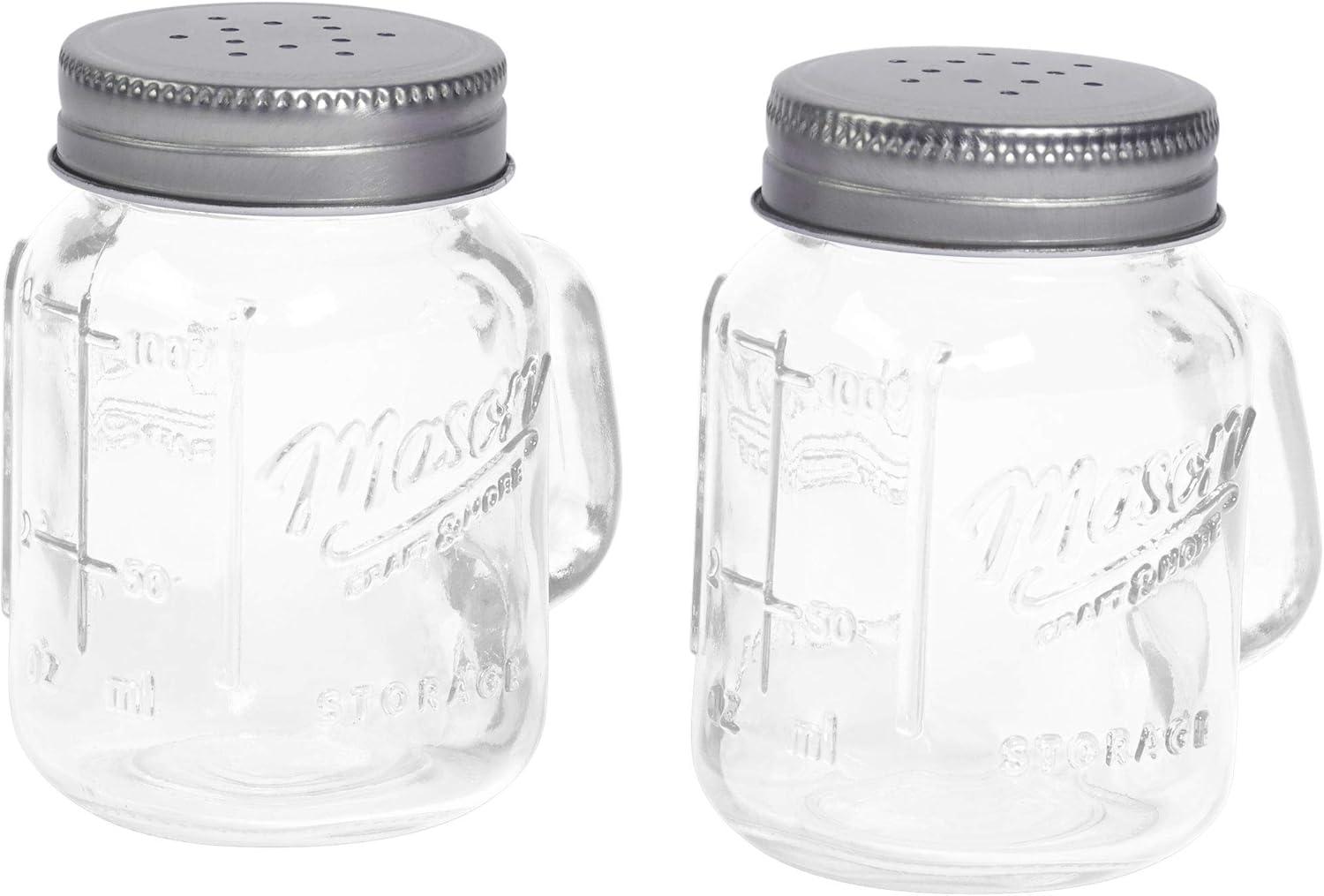 Clear Glass Mason Jar Salt and Pepper Shaker Set